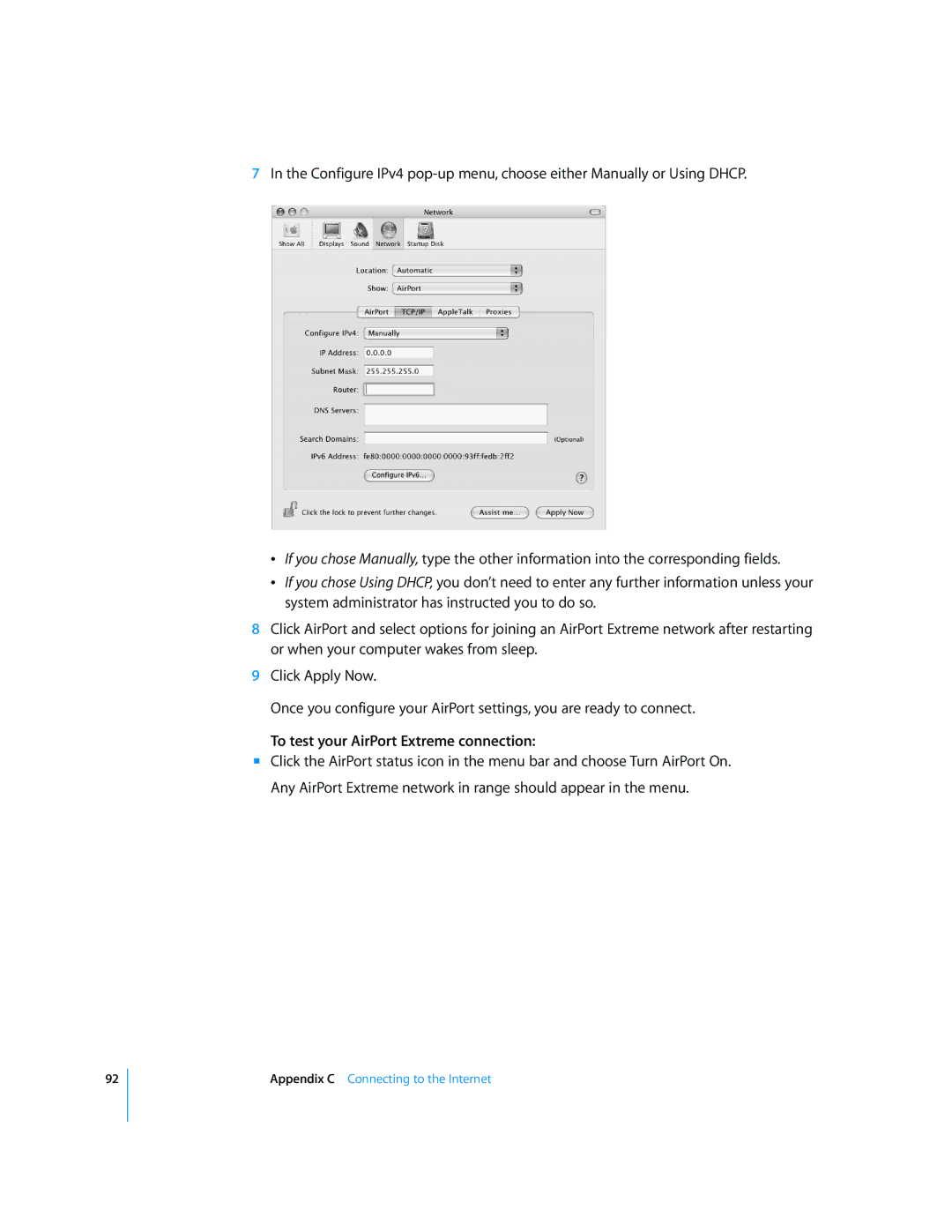 Apple G4 17-inch manual To test your AirPort Extreme connection 