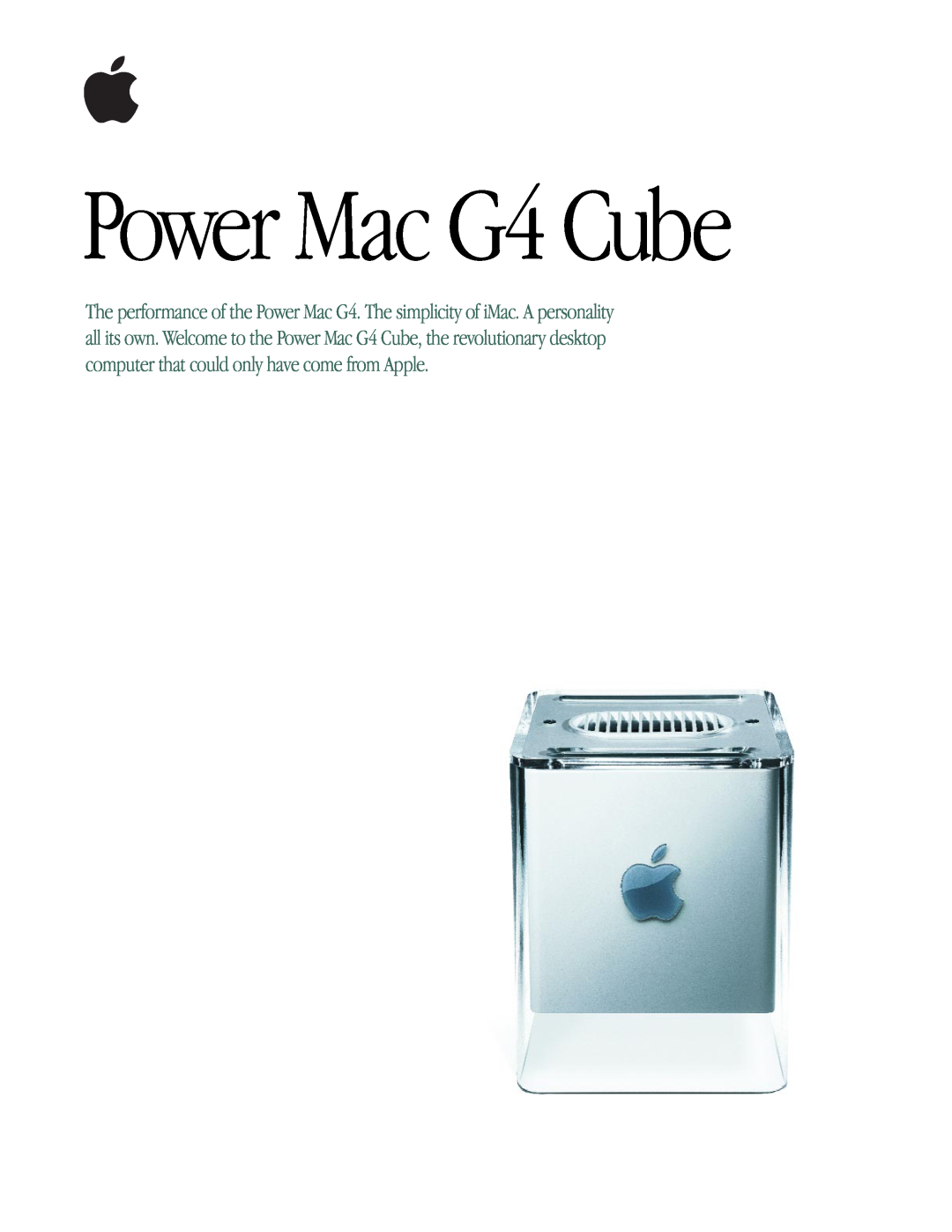 Apple manual Power Mac G4 Cube 