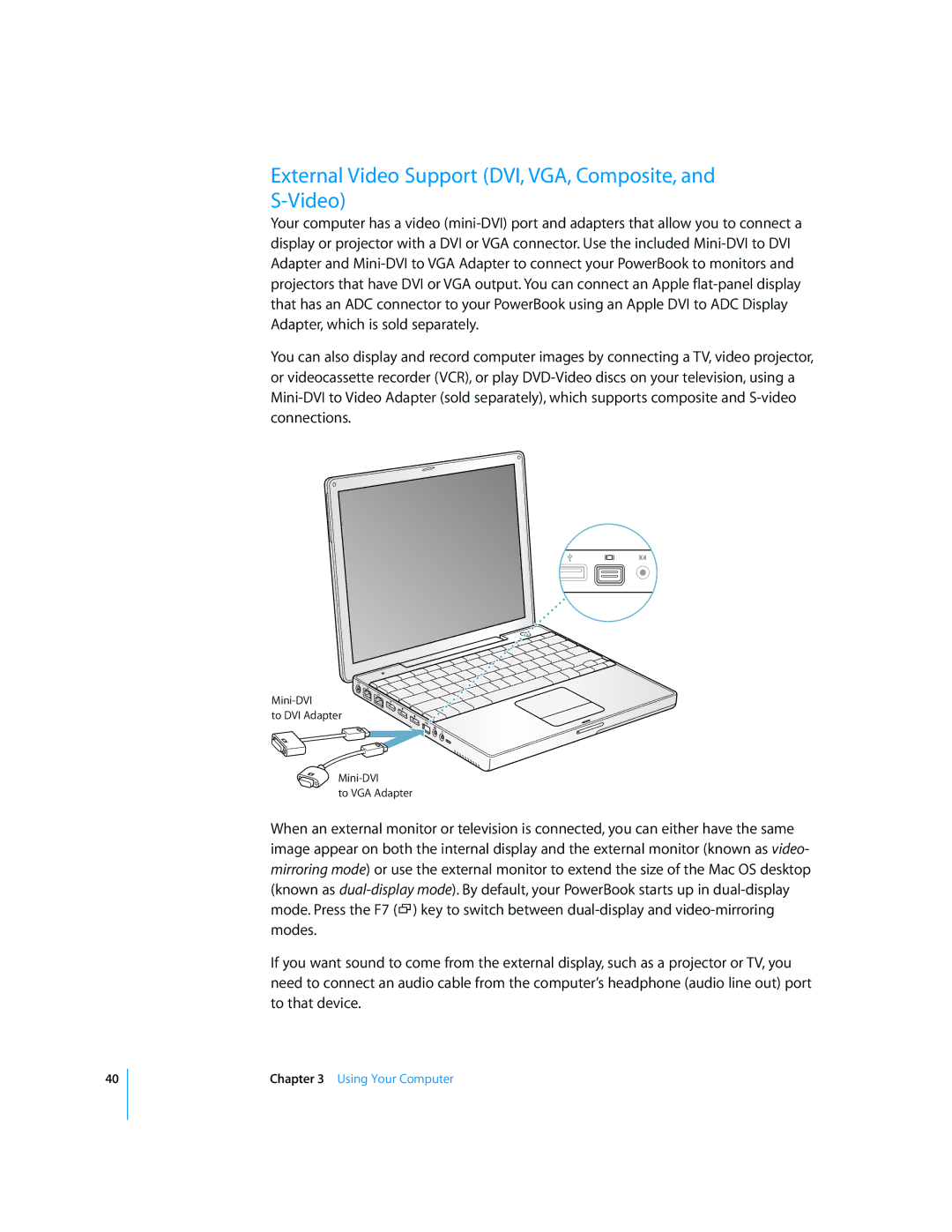 Apple G4 manual External Video Support DVI, VGA, Composite, and S-Video 