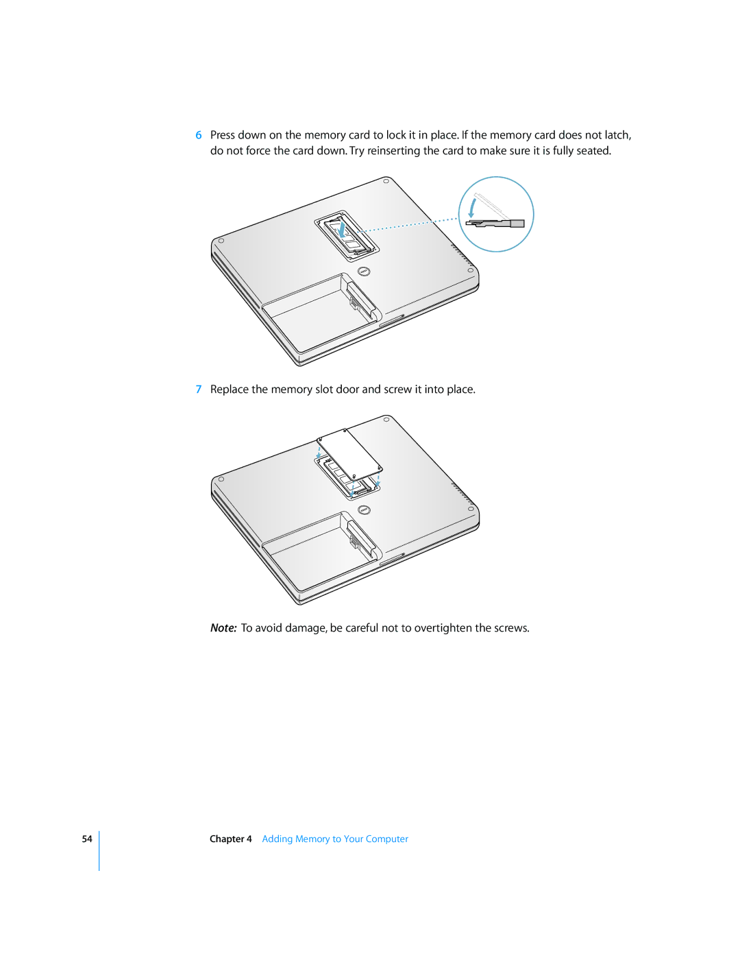 Apple G4 manual Replace the memory slot door and screw it into place 