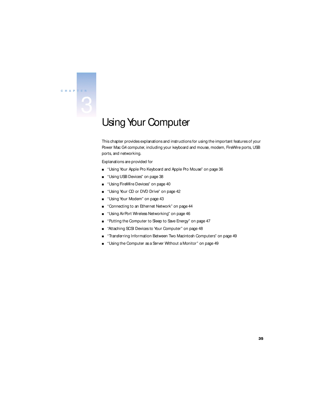 Apple G4 manual Using Your Computer 