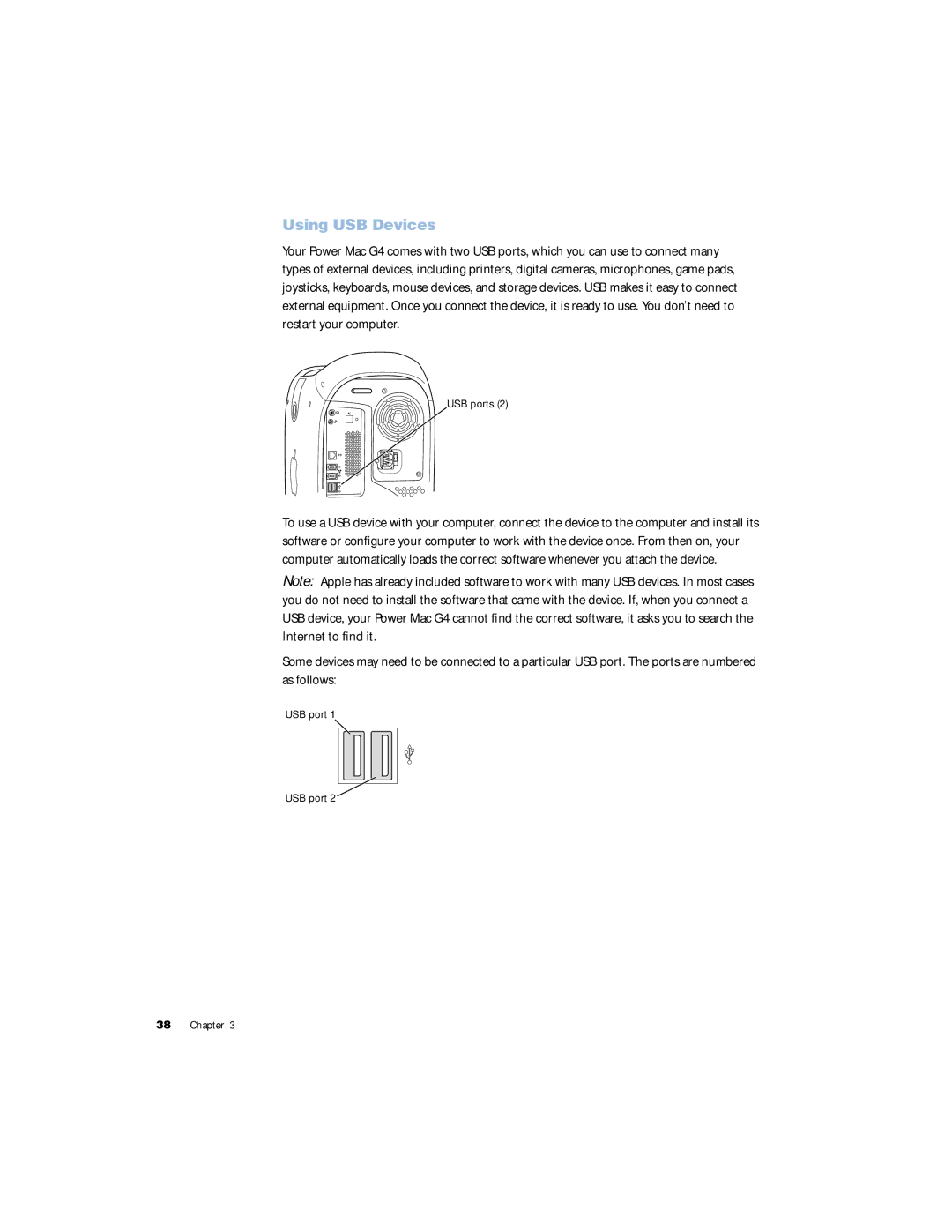 Apple G4 manual Using USB Devices 