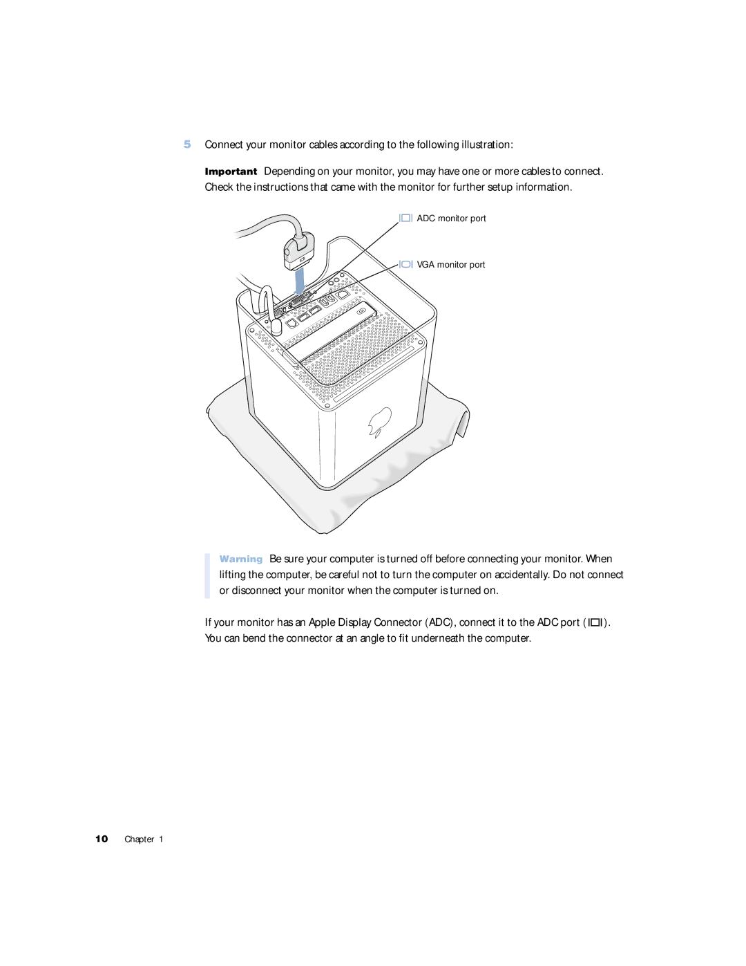 Apple G4 manual ADC monitor port VGA monitor port 