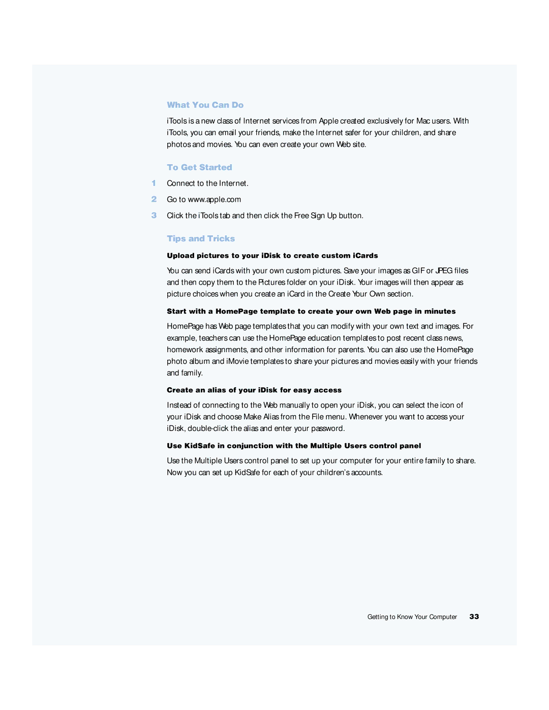 Apple G4 manual Create an alias of your iDisk for easy access 