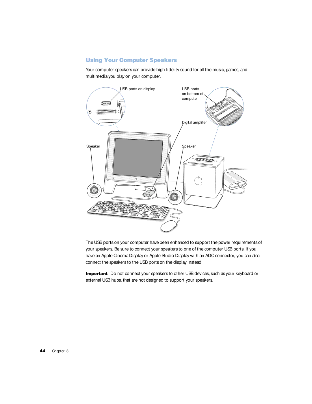 Apple G4 manual Using Your Computer Speakers 