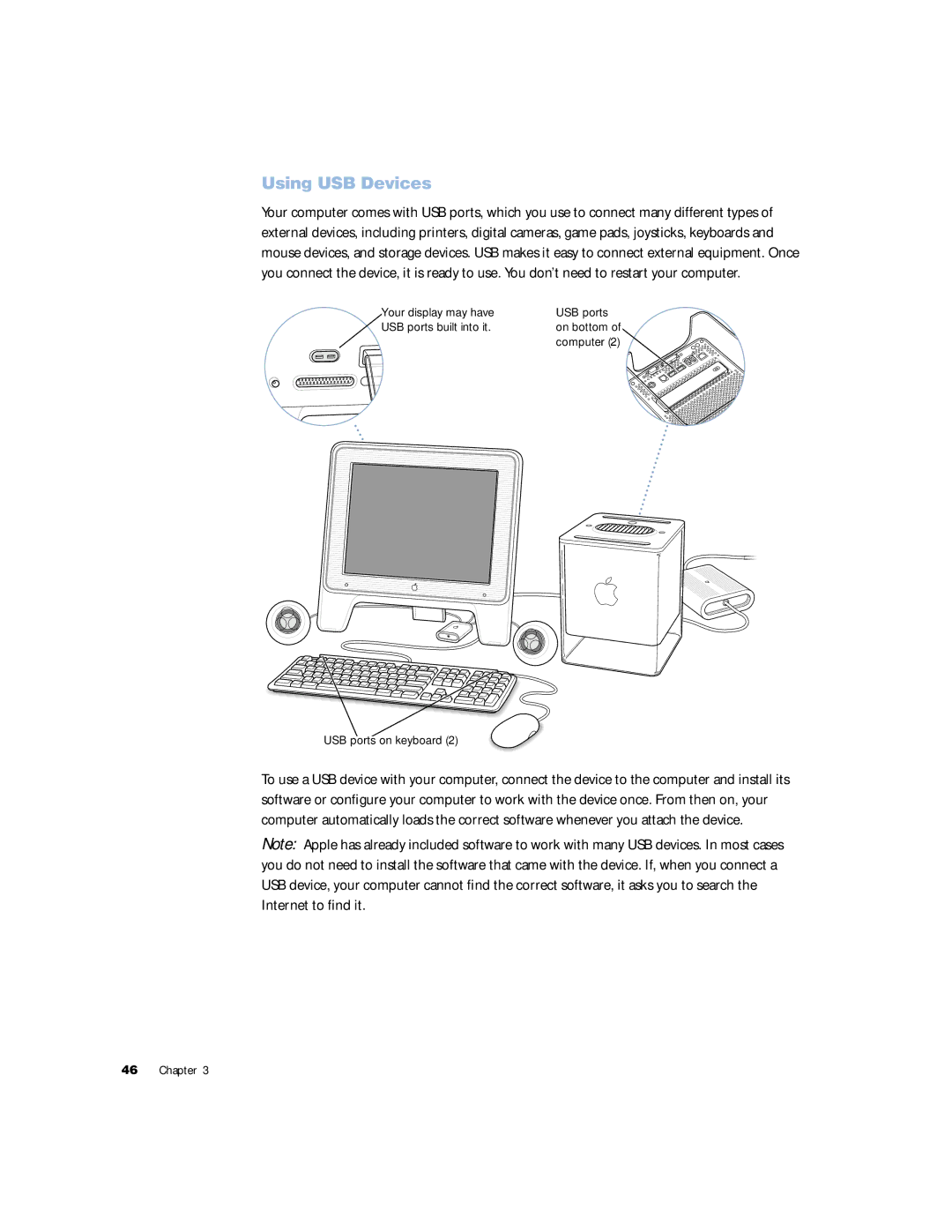 Apple G4 manual Using USB Devices 