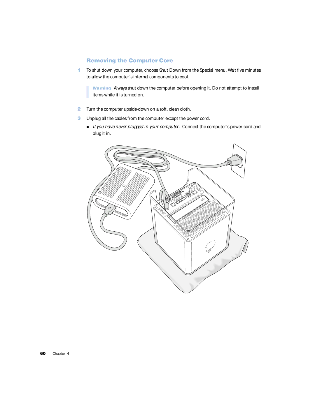 Apple G4 manual Removing the Computer Core 