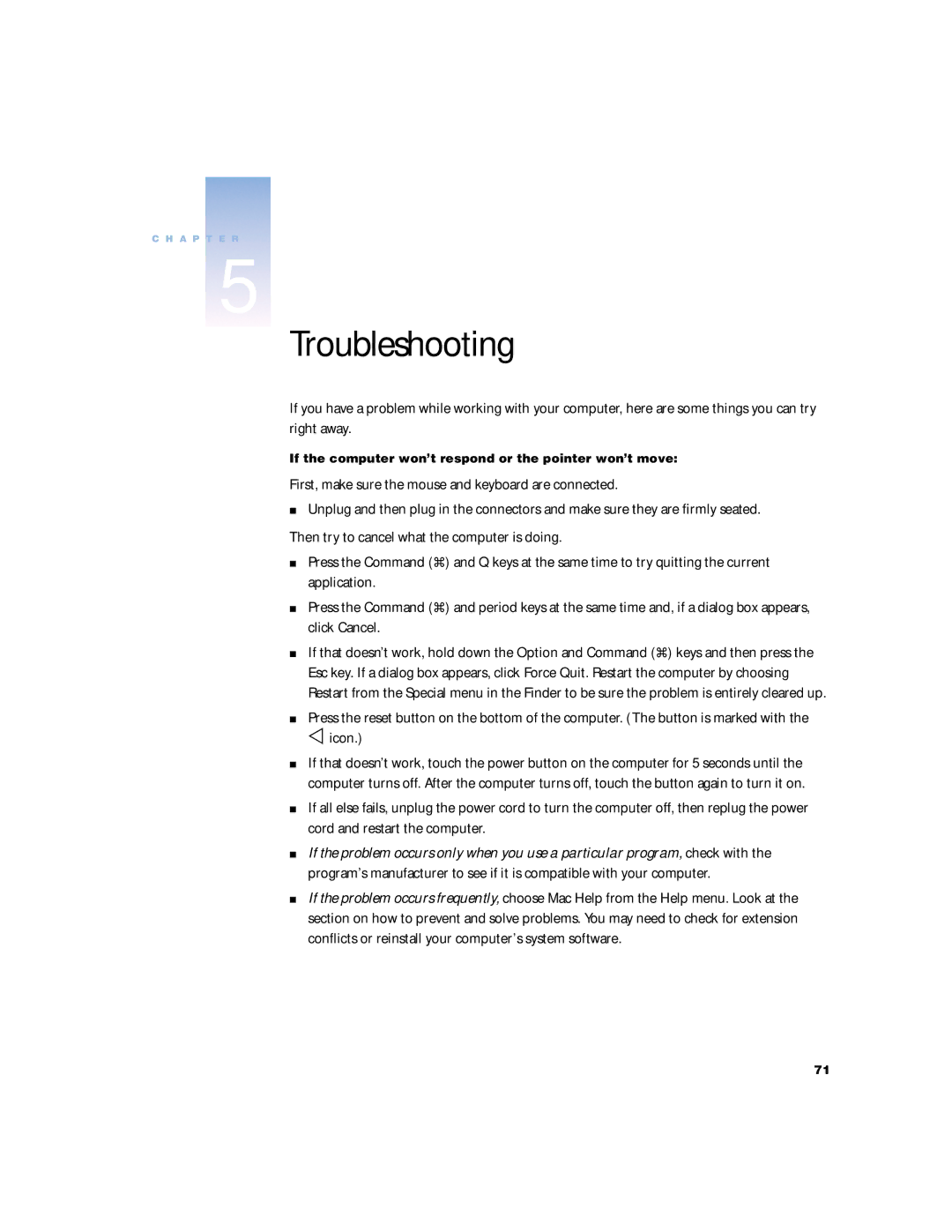 Apple G4 manual Troubleshooting 