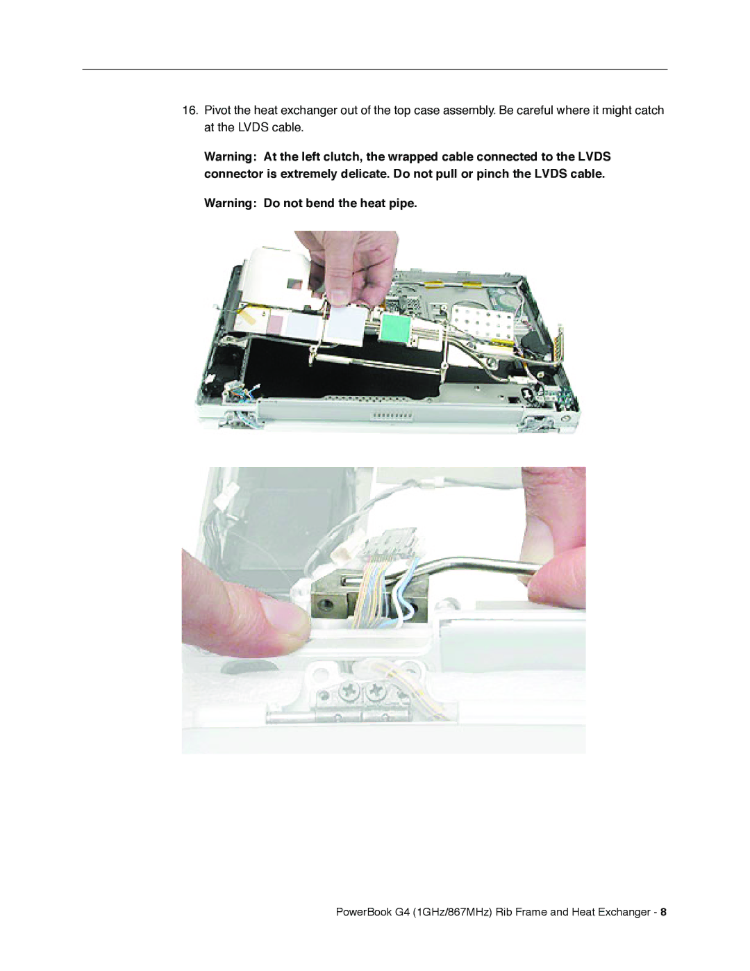 Apple manual PowerBook G4 1GHz/867MHz Rib Frame and Heat Exchanger 