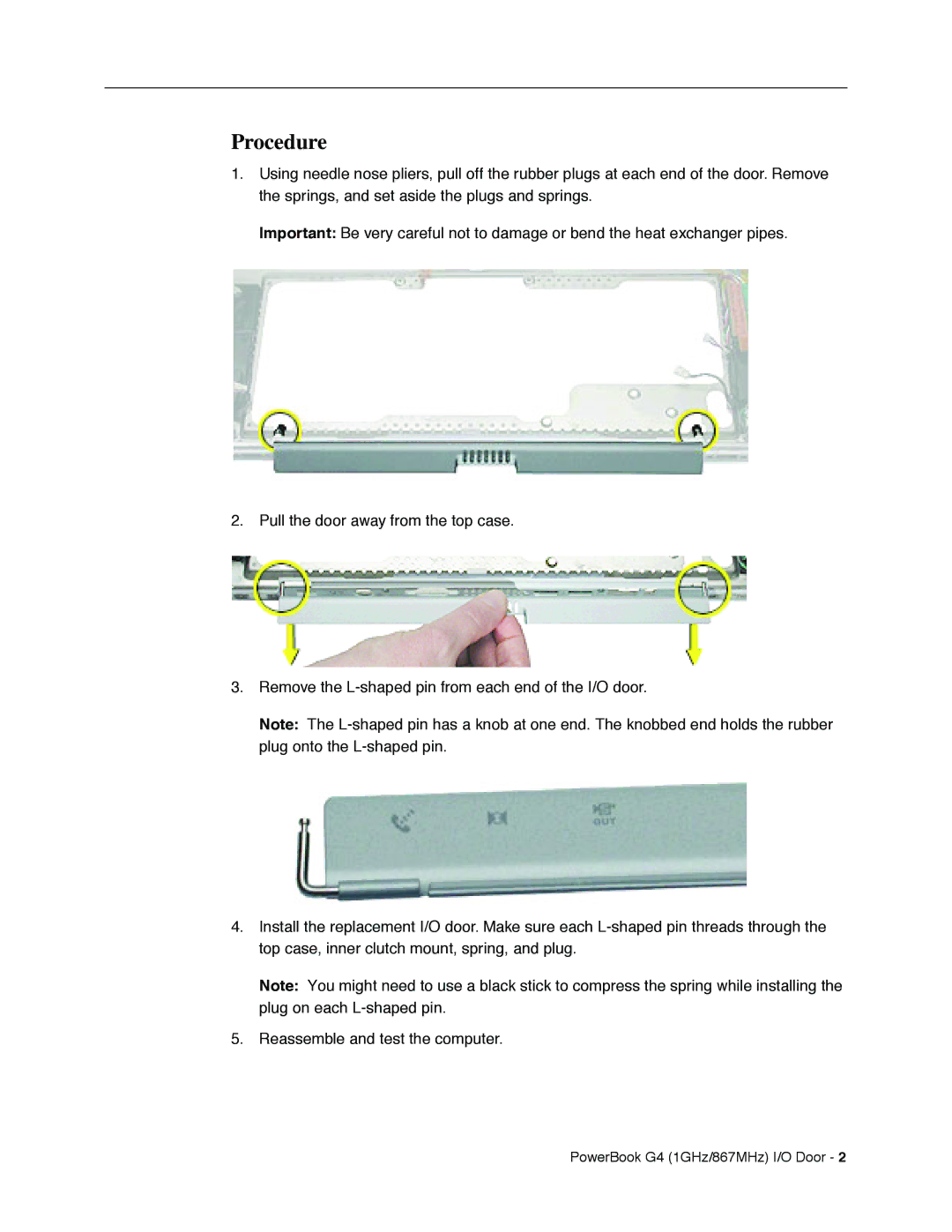 Apple manual PowerBook G4 1GHz/867MHz I/O Door 