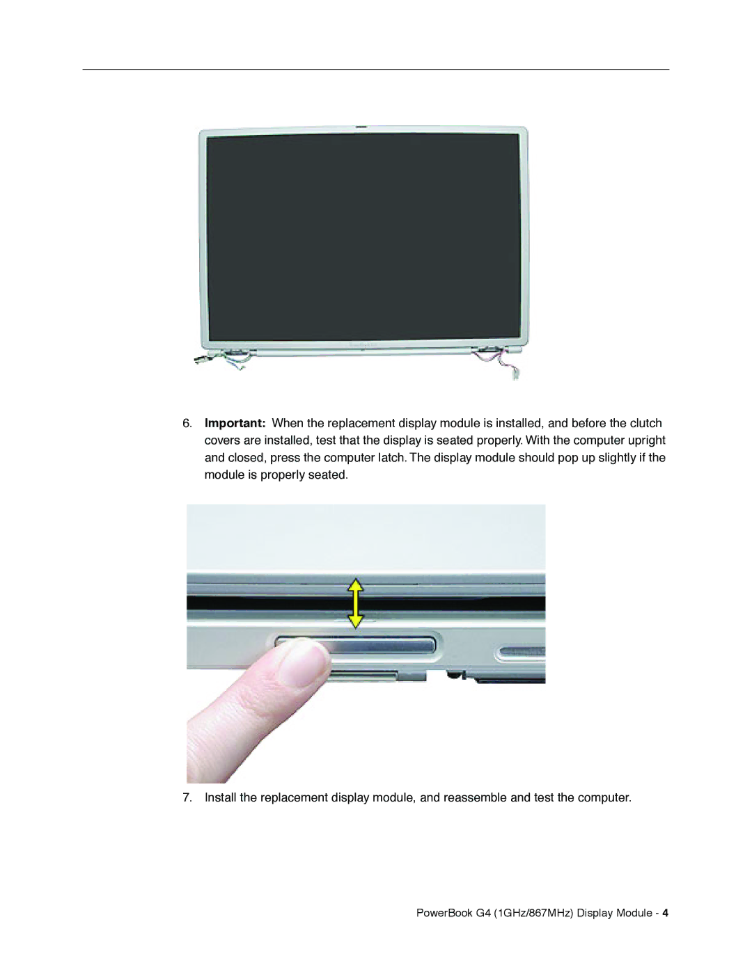 Apple manual PowerBook G4 1GHz/867MHz Display Module 