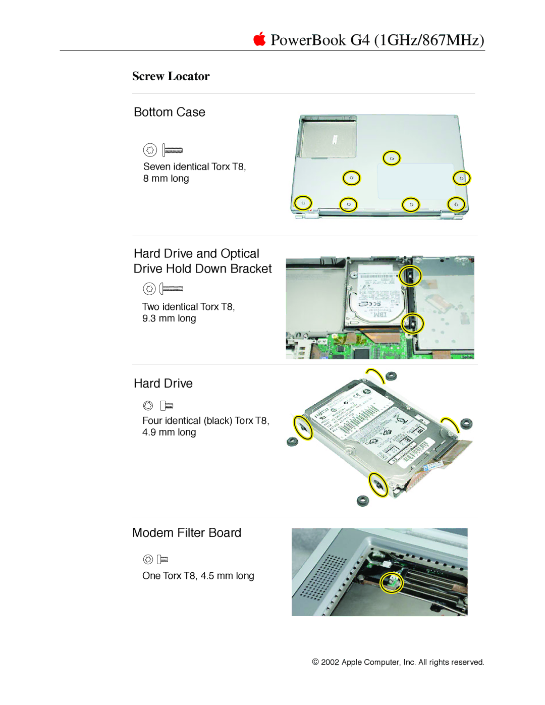 Apple G4 manual Screw Locator 