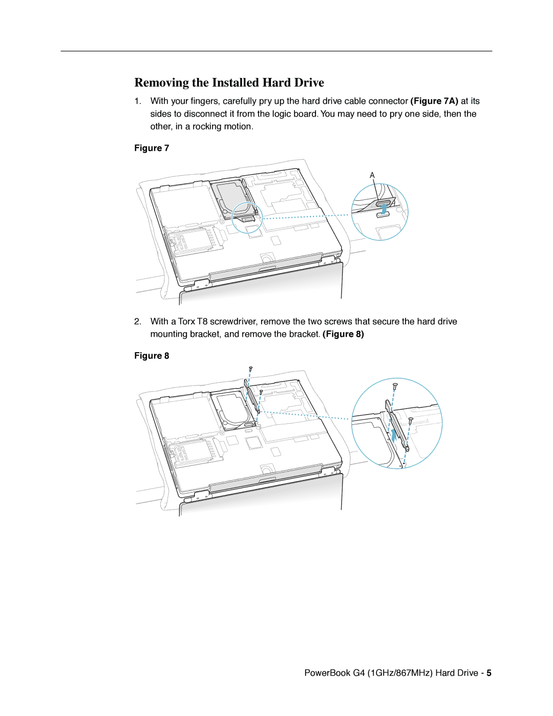 Apple G4 manual Removing the Installed Hard Drive 