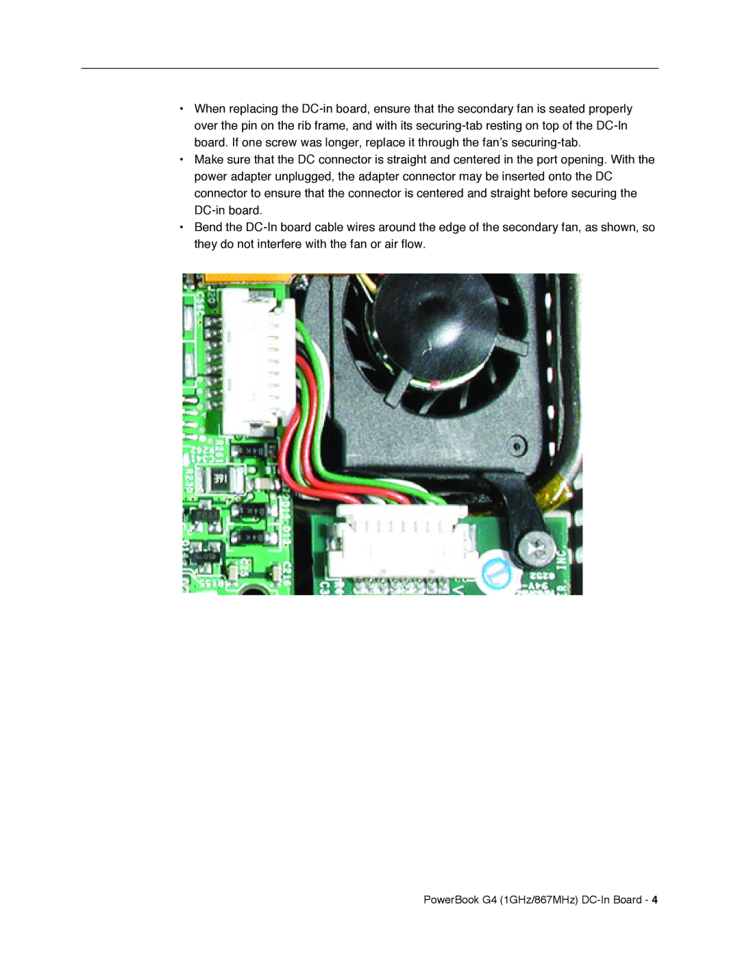 Apple manual PowerBook G4 1GHz/867MHz DC-In Board 