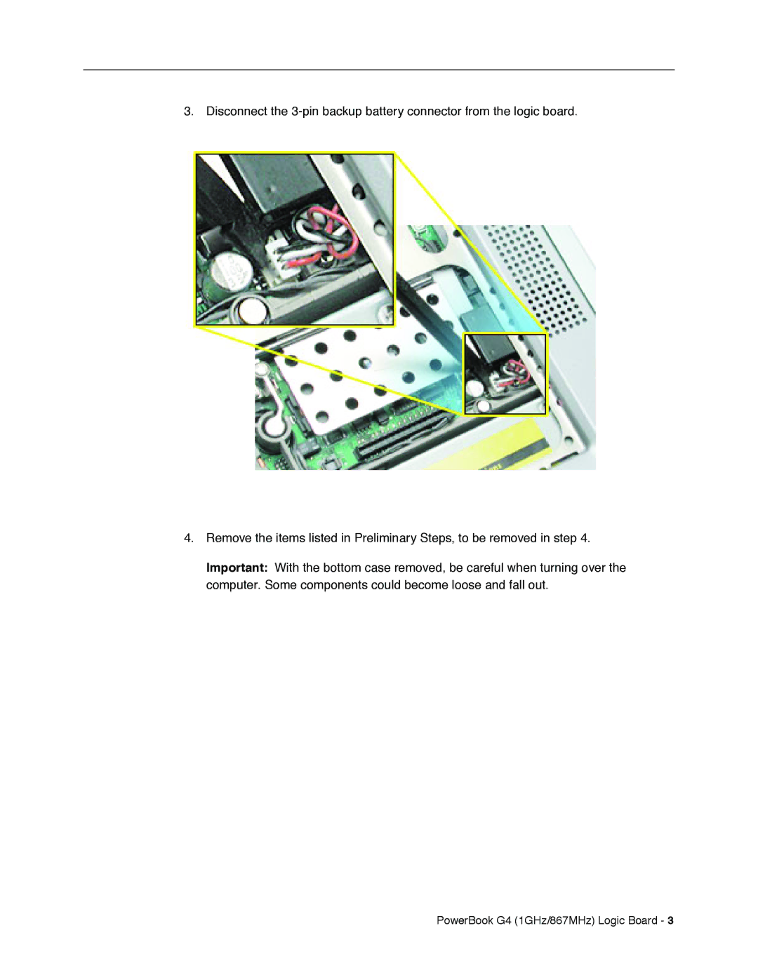 Apple manual PowerBook G4 1GHz/867MHz Logic Board 