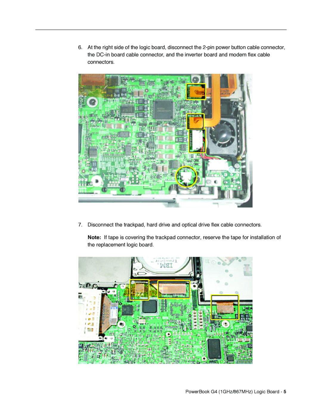 Apple manual PowerBook G4 1GHz/867MHz Logic Board 