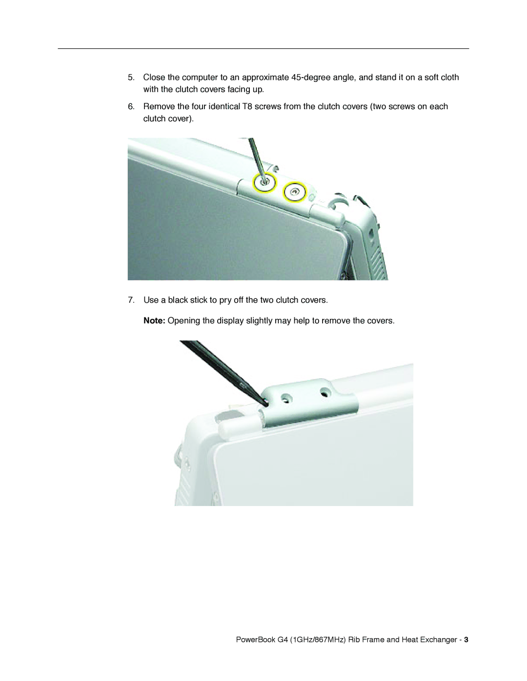 Apple manual PowerBook G4 1GHz/867MHz Rib Frame and Heat Exchanger 