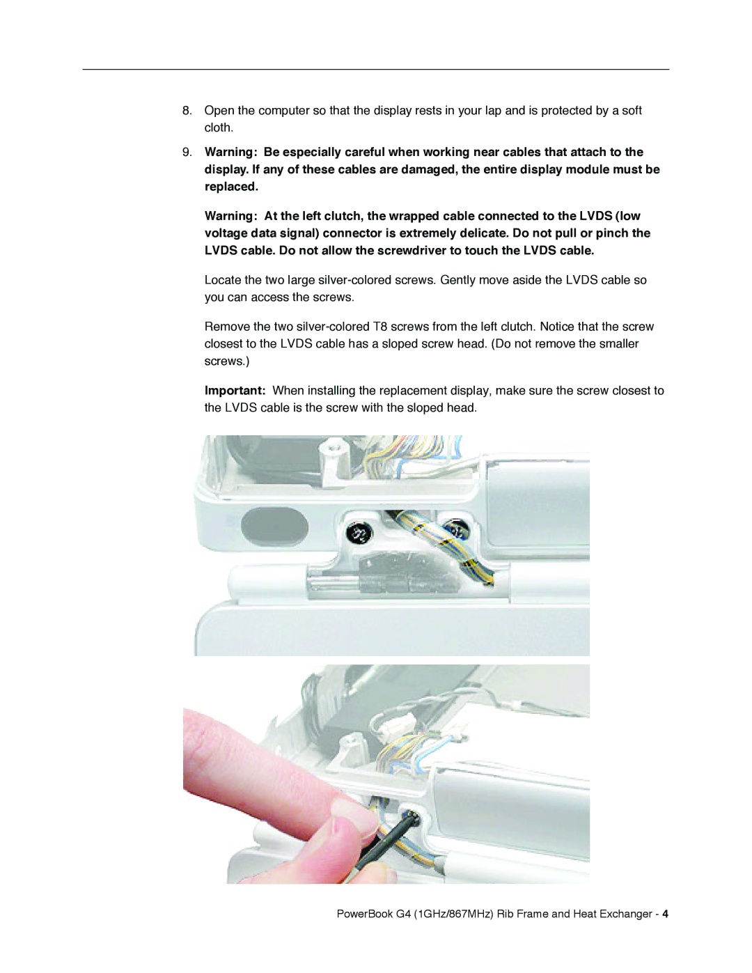 Apple manual PowerBook G4 1GHz/867MHz Rib Frame and Heat Exchanger 