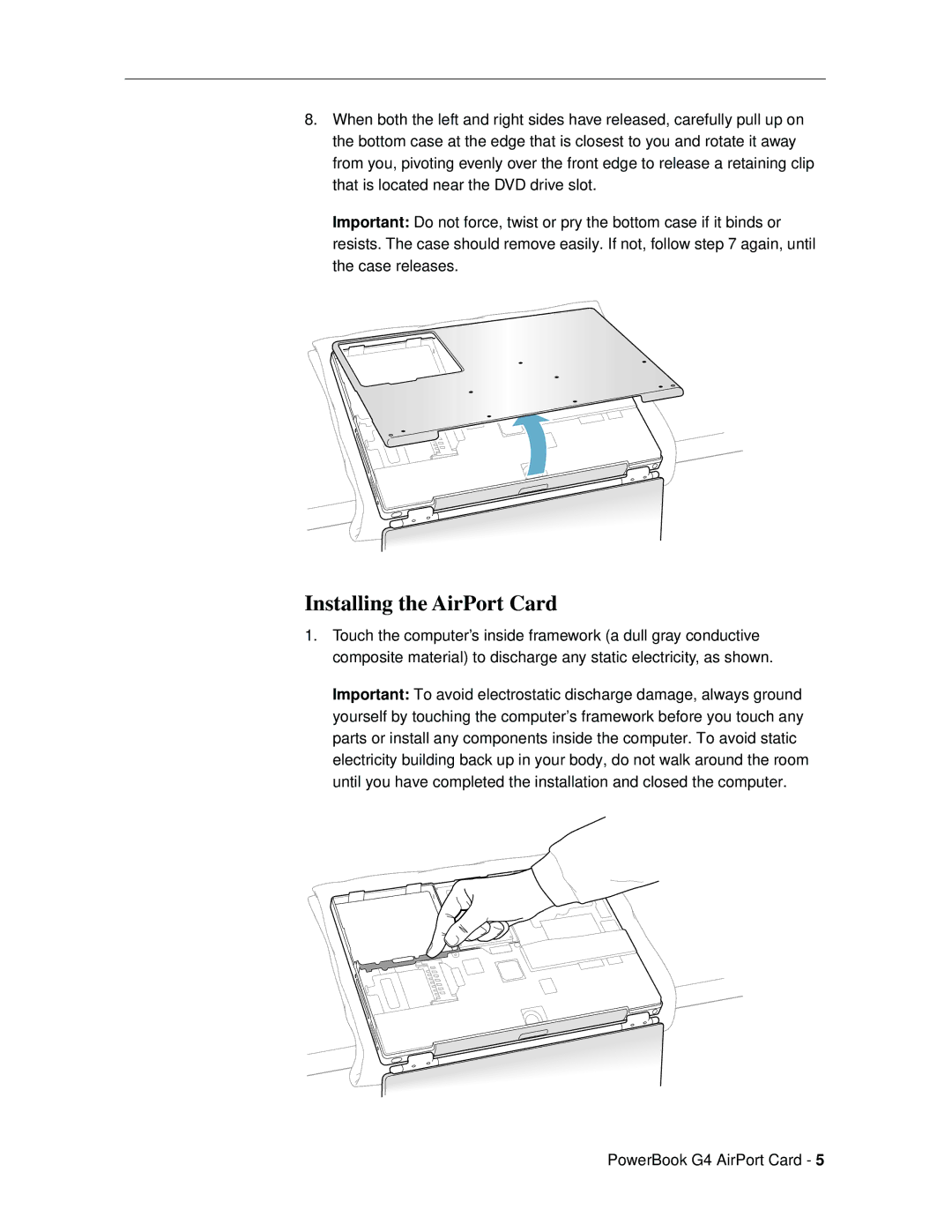 Apple G4 installation instructions Installing the AirPort Card 