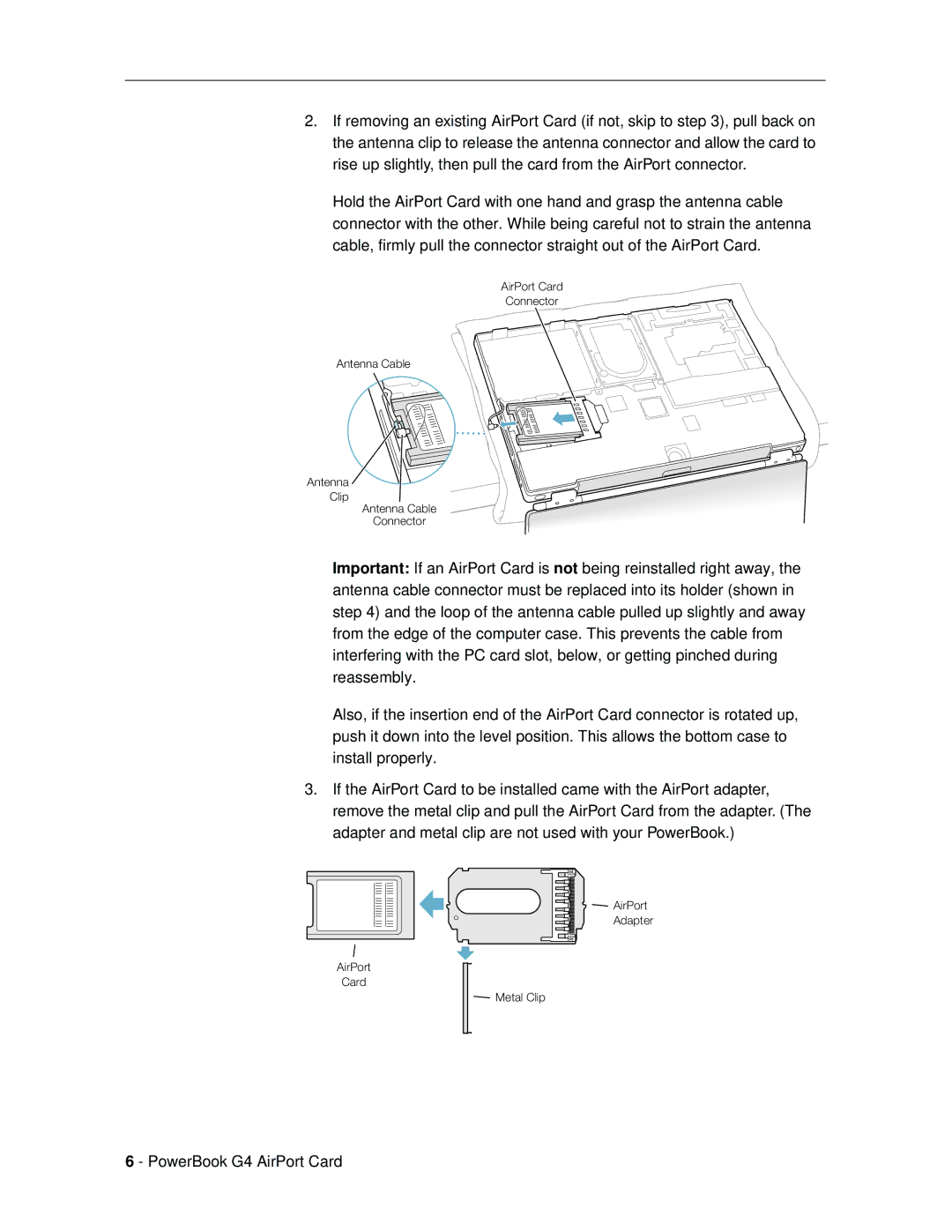 Apple G4 installation instructions AirPort Card Connector Antenna Cable Clip 