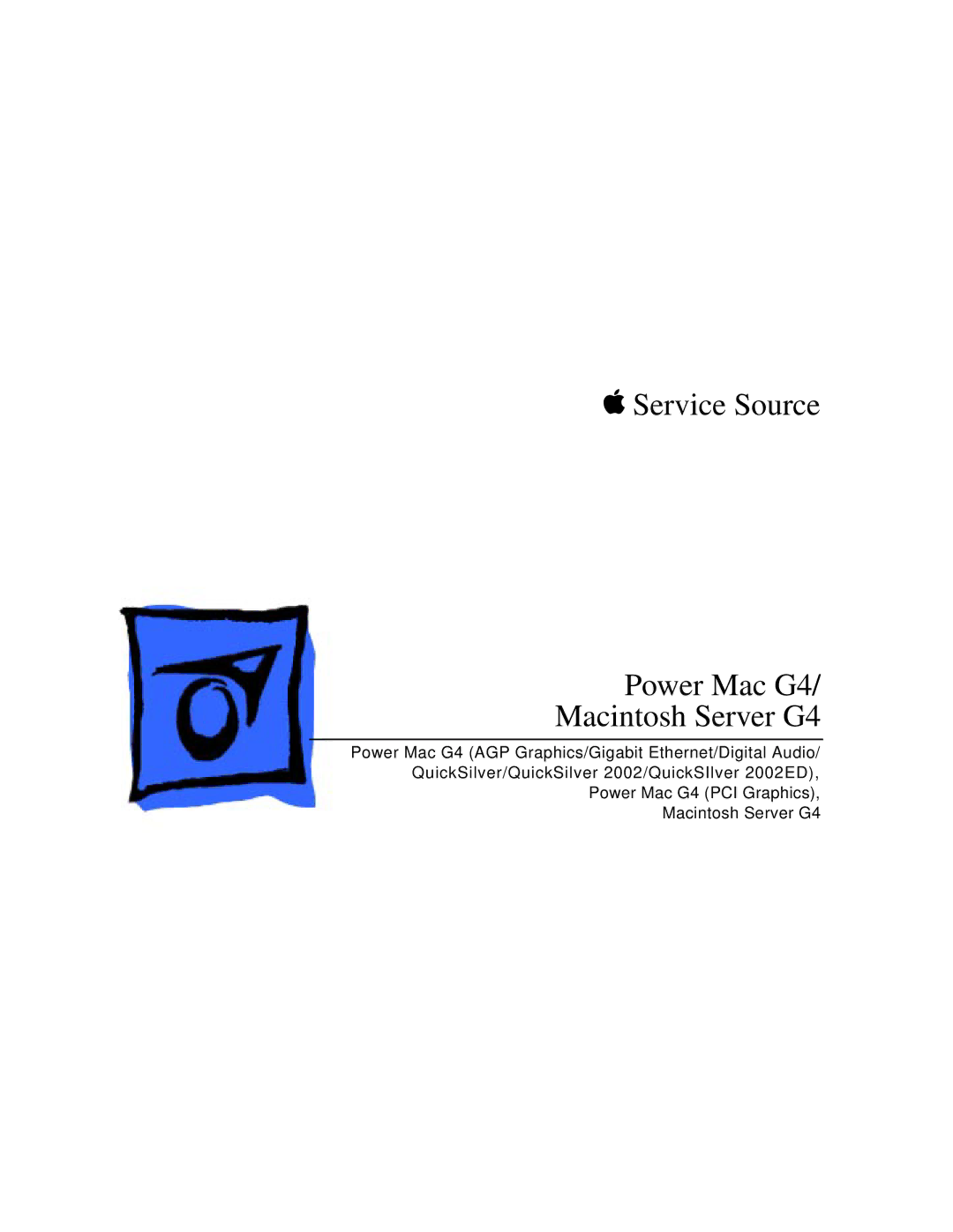 Apple manual Service Source Power Mac G4 Macintosh Server G4 