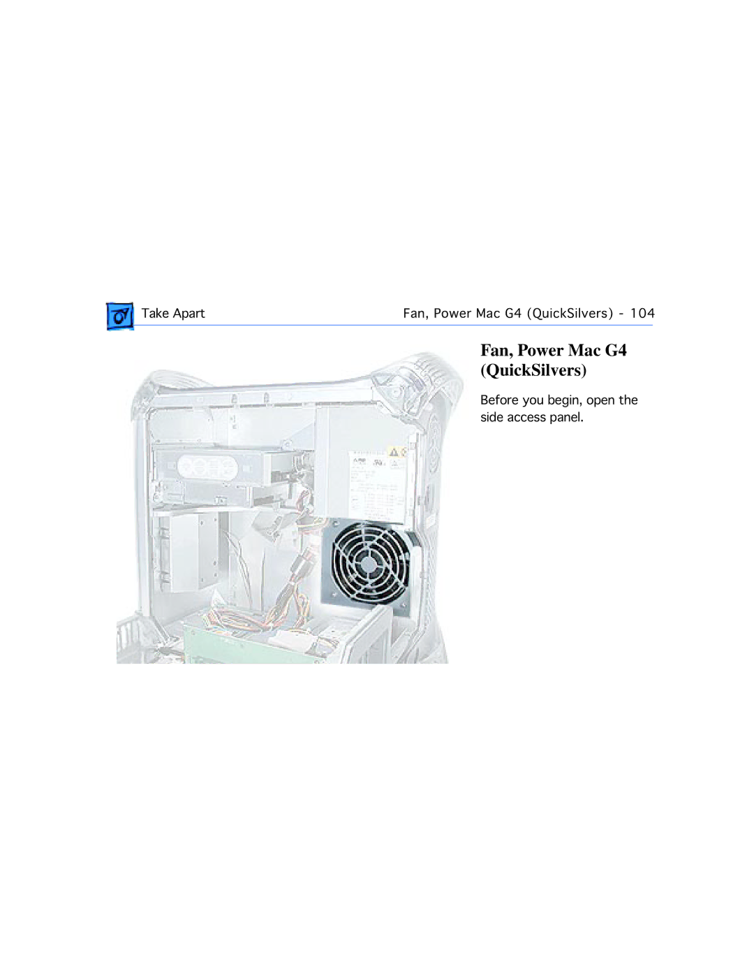 Apple manual Fan, Power Mac G4 QuickSilvers 