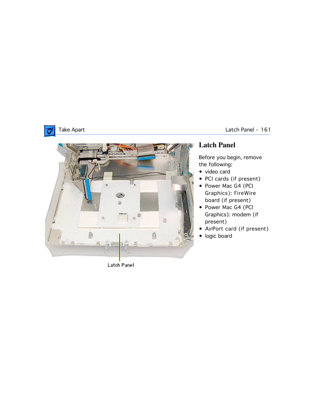 Apple G4 manual Latch Panel 