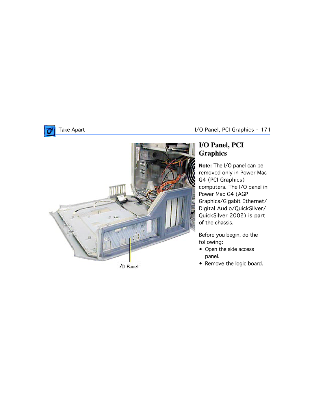 Apple G4 manual Panel, PCI Graphics 