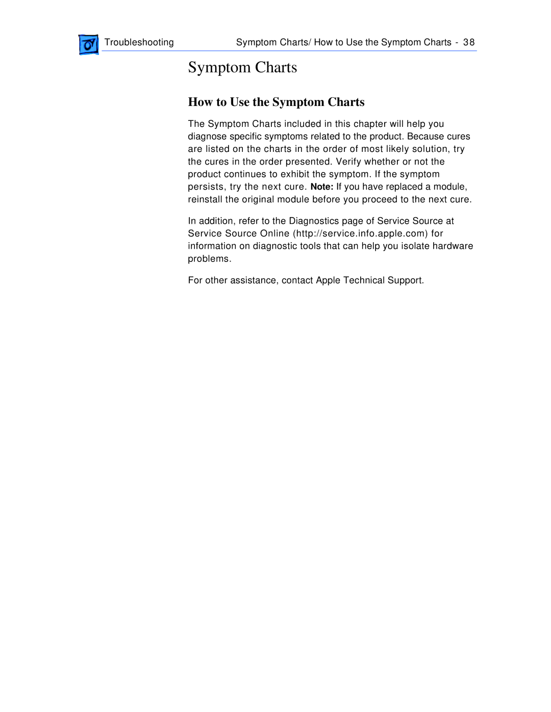 Apple G4 manual How to Use the Symptom Charts 