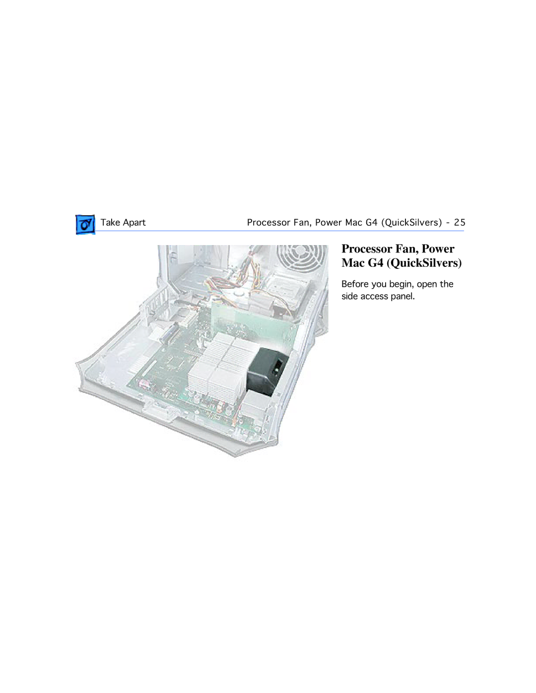 Apple manual Processor Fan, Power Mac G4 QuickSilvers 