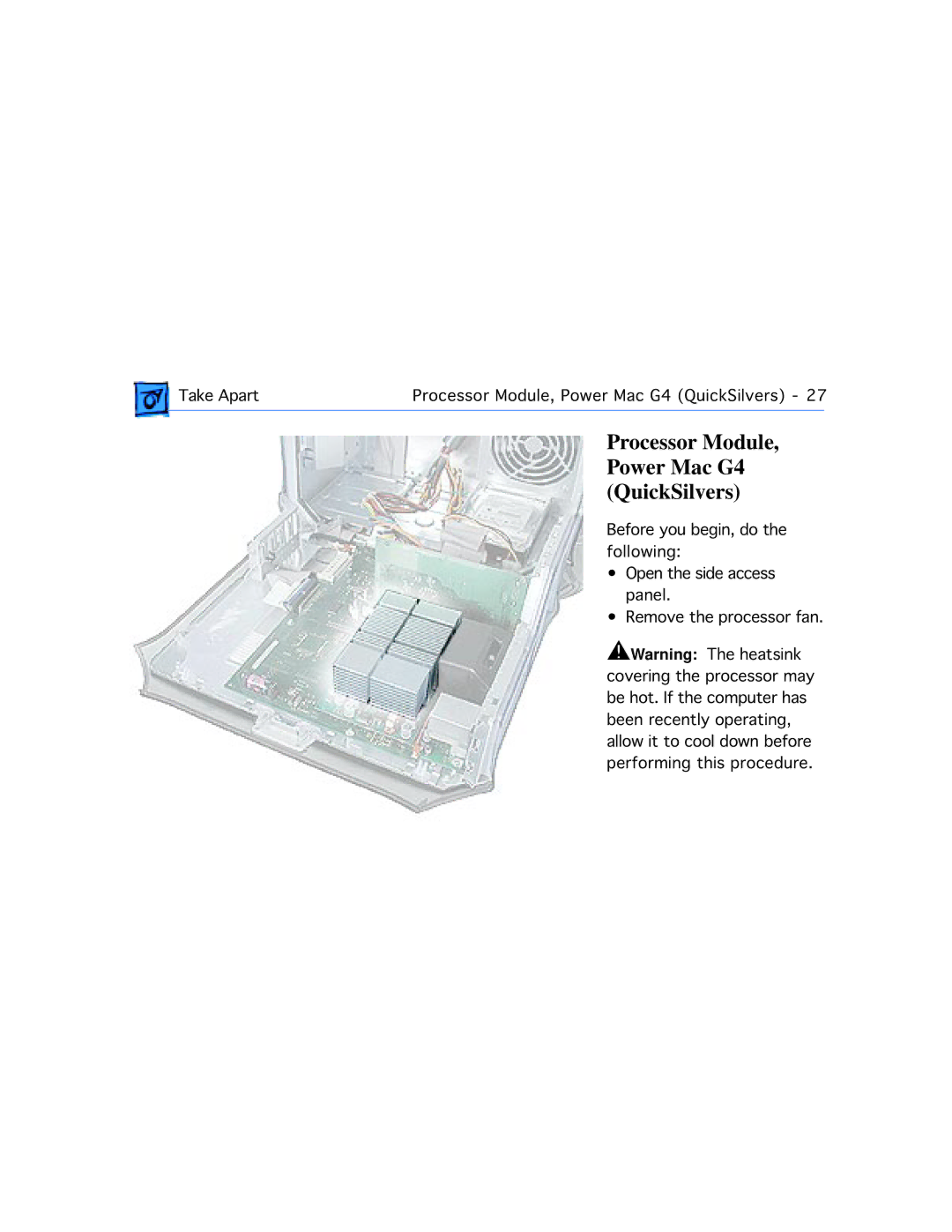 Apple manual Processor Module, Power Mac G4 QuickSilvers 