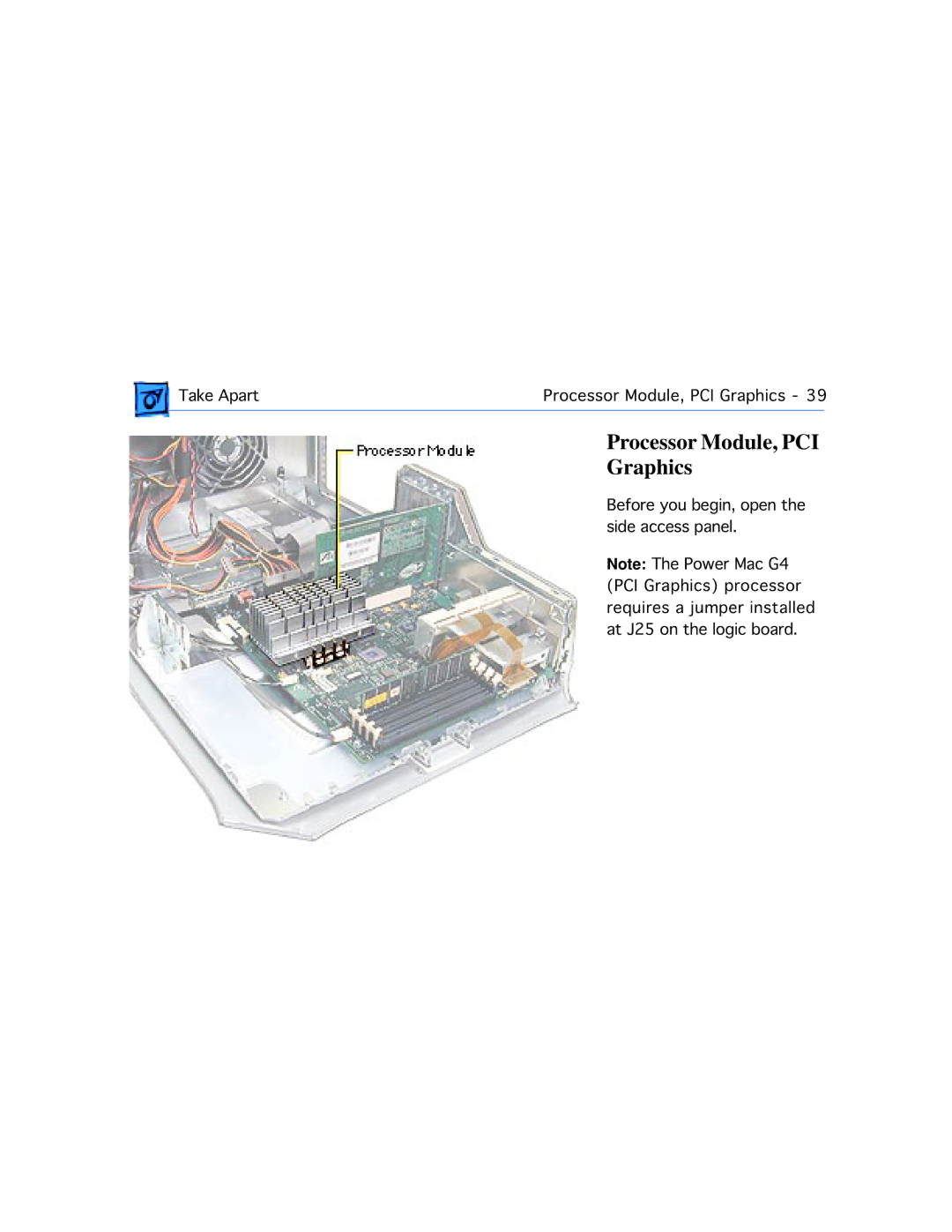 Apple G4 manual Processor Module, PCI Graphics 