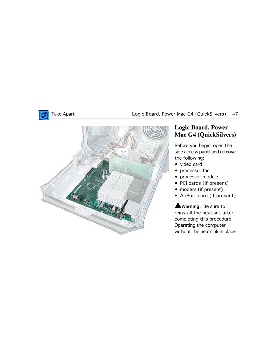 Apple manual Logic Board, Power Mac G4 QuickSilvers 