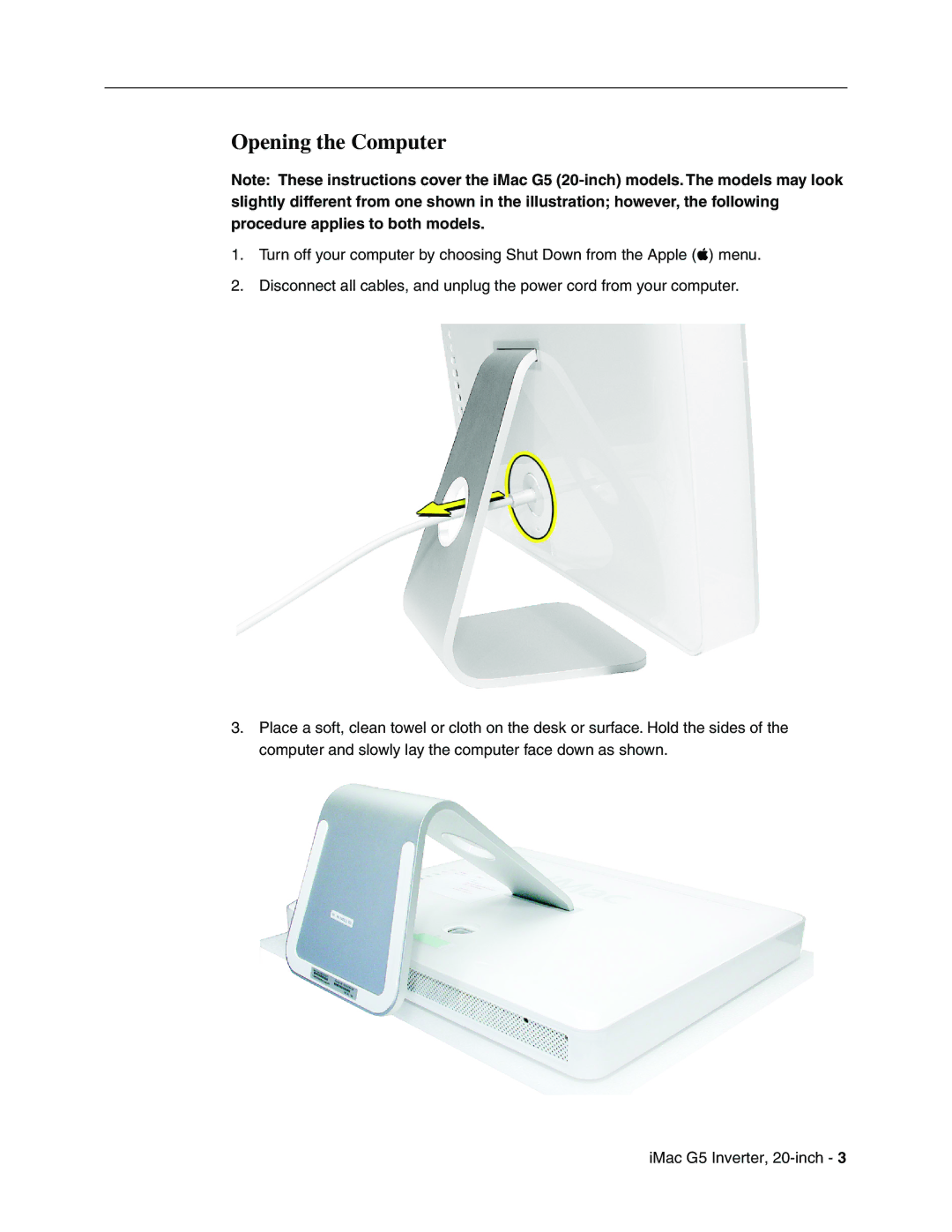 Apple G5 warranty Opening the Computer 