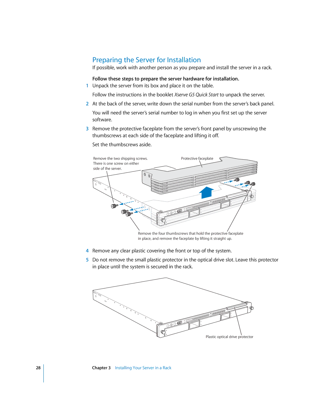 Apple G5 specifications Preparing the Server for Installation, There is one screw on either Side of the server 