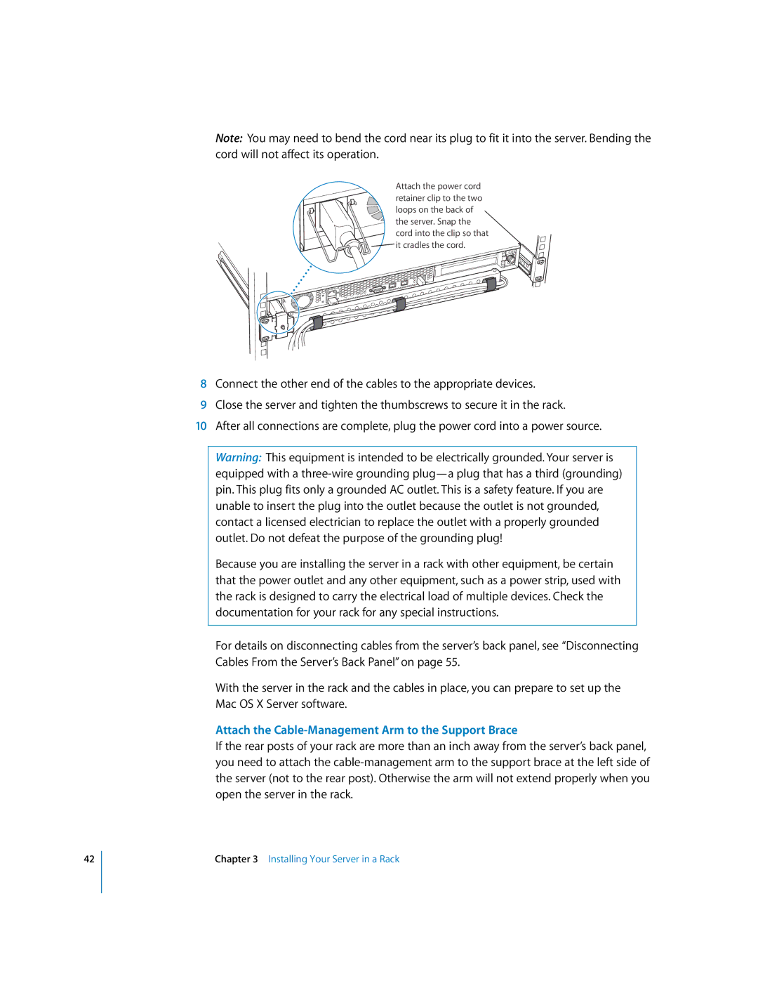 Apple G5 specifications Attach the Cable-Management Arm to the Support Brace 