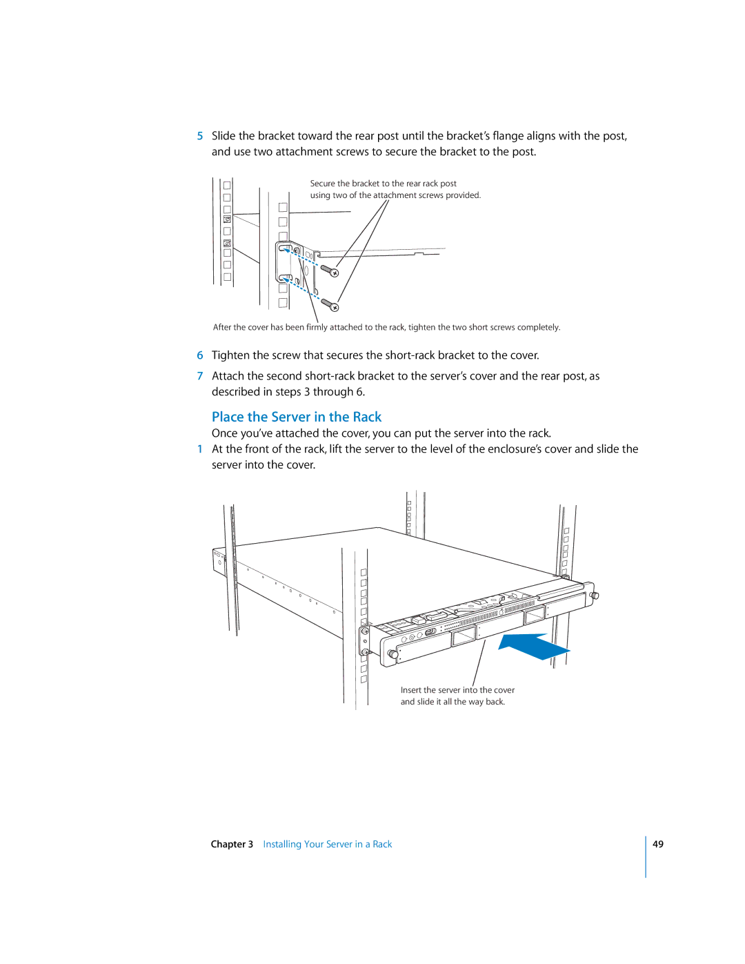 Apple G5 specifications Place the Server in the Rack 