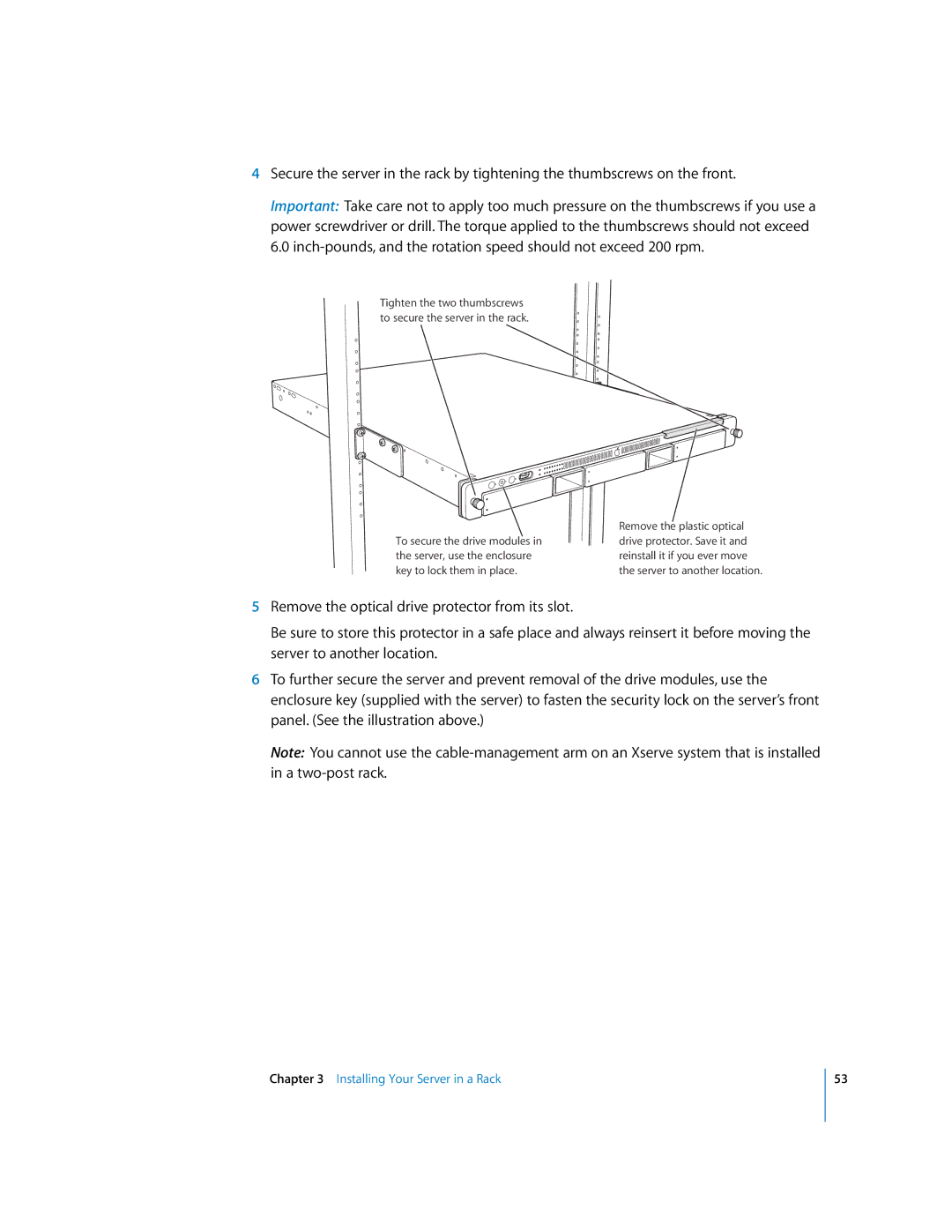 Apple G5 specifications Installing Your Server in a Rack 