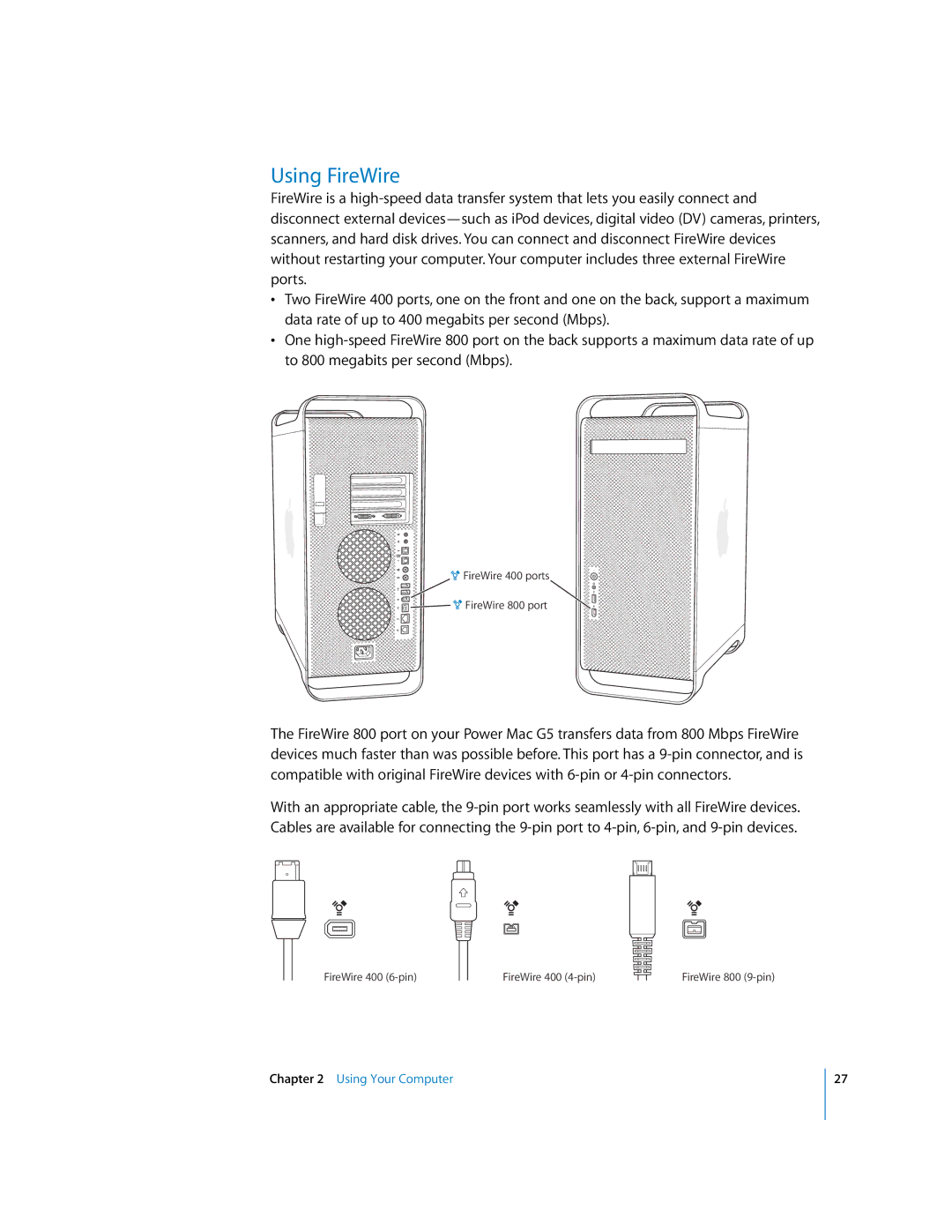 Apple G5 manual Using FireWire 