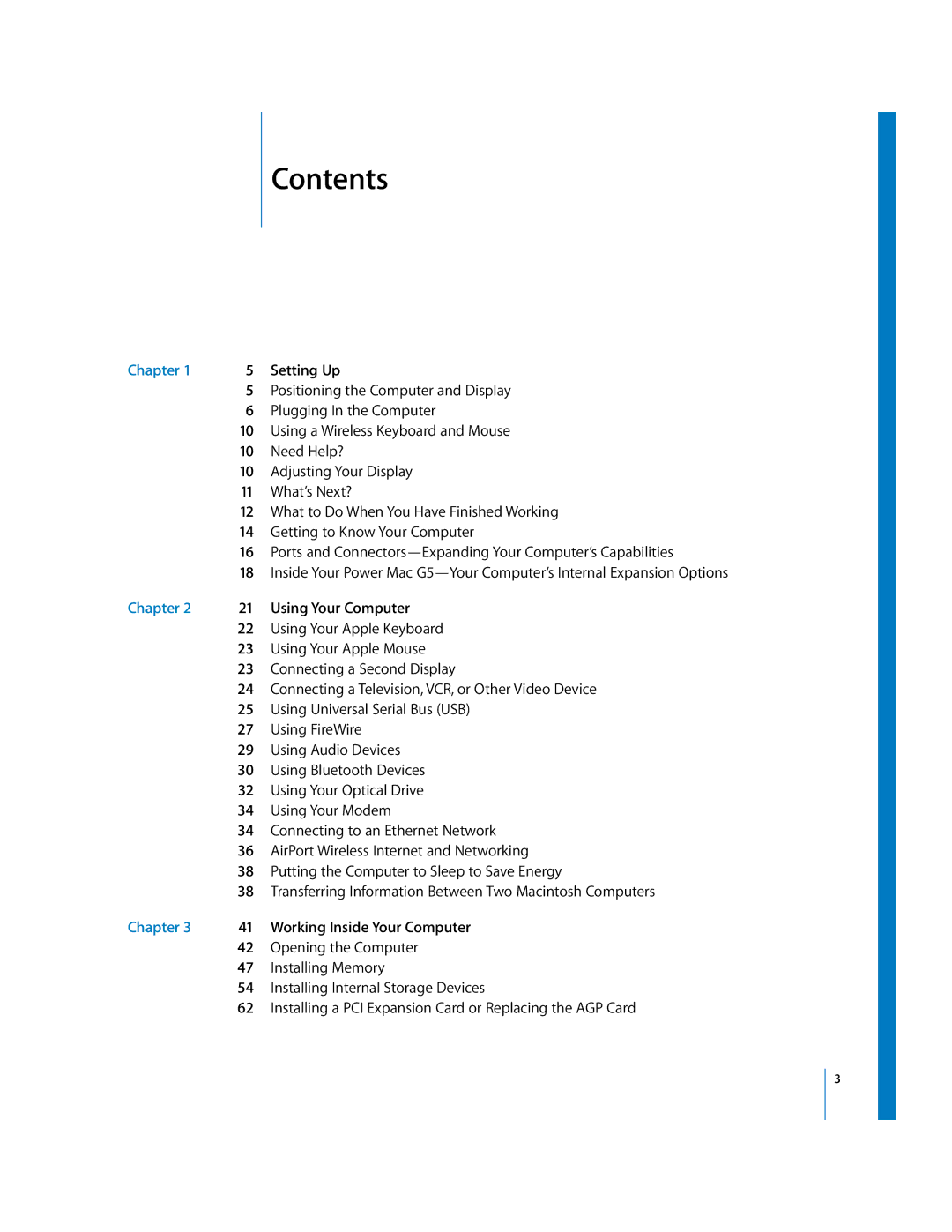 Apple G5 manual Contents 