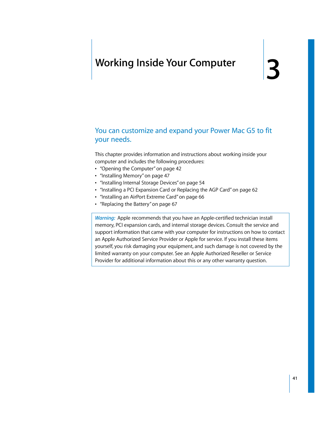 Apple G5 manual 3Working Inside Your Computer 