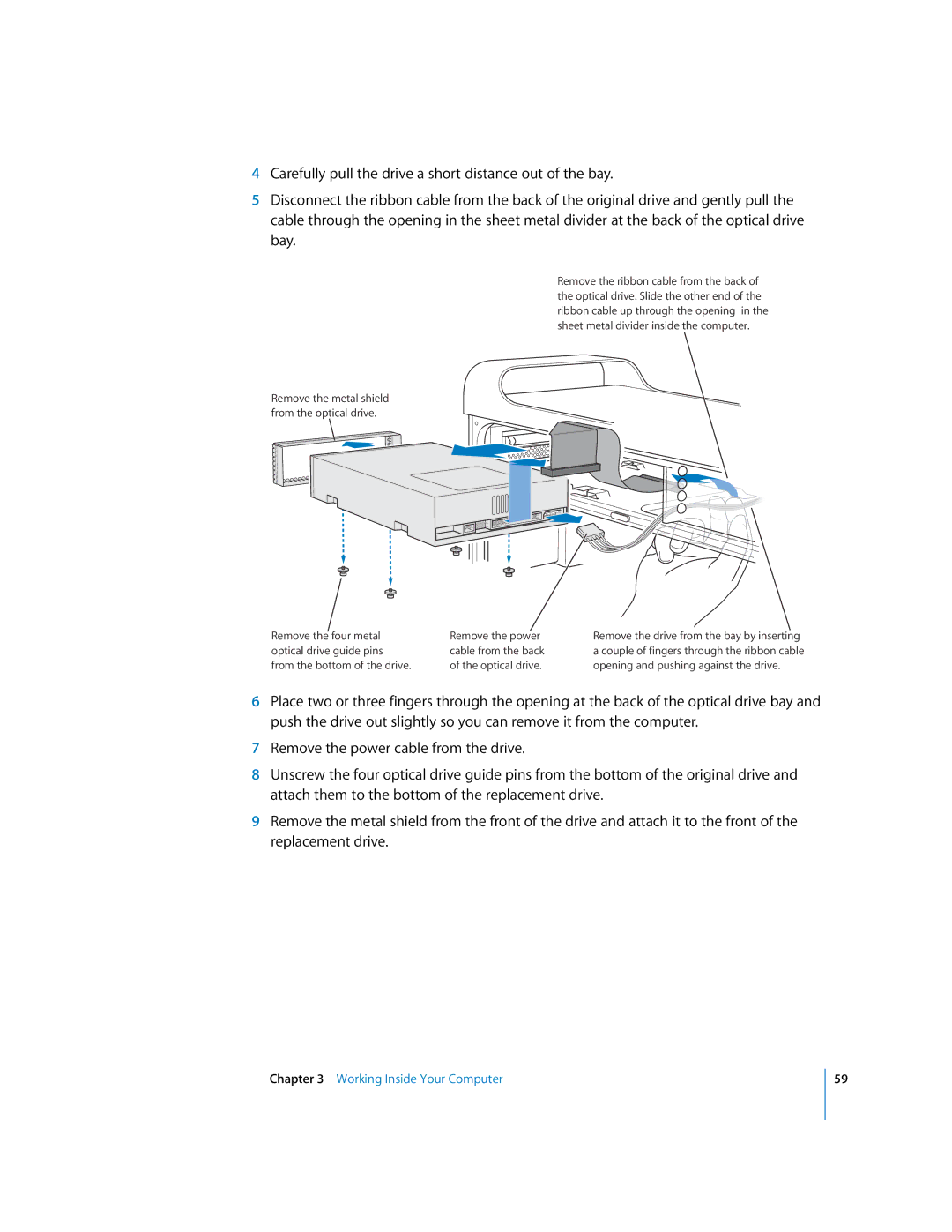 Apple G5 manual Remove the four metal Remove the power 