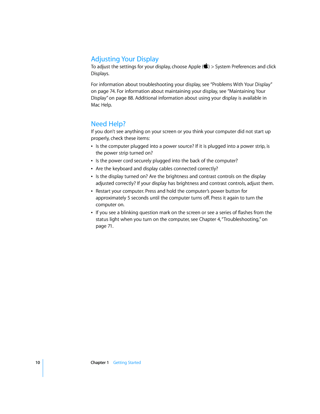 Apple G5 manual Adjusting Your Display, Need Help? 