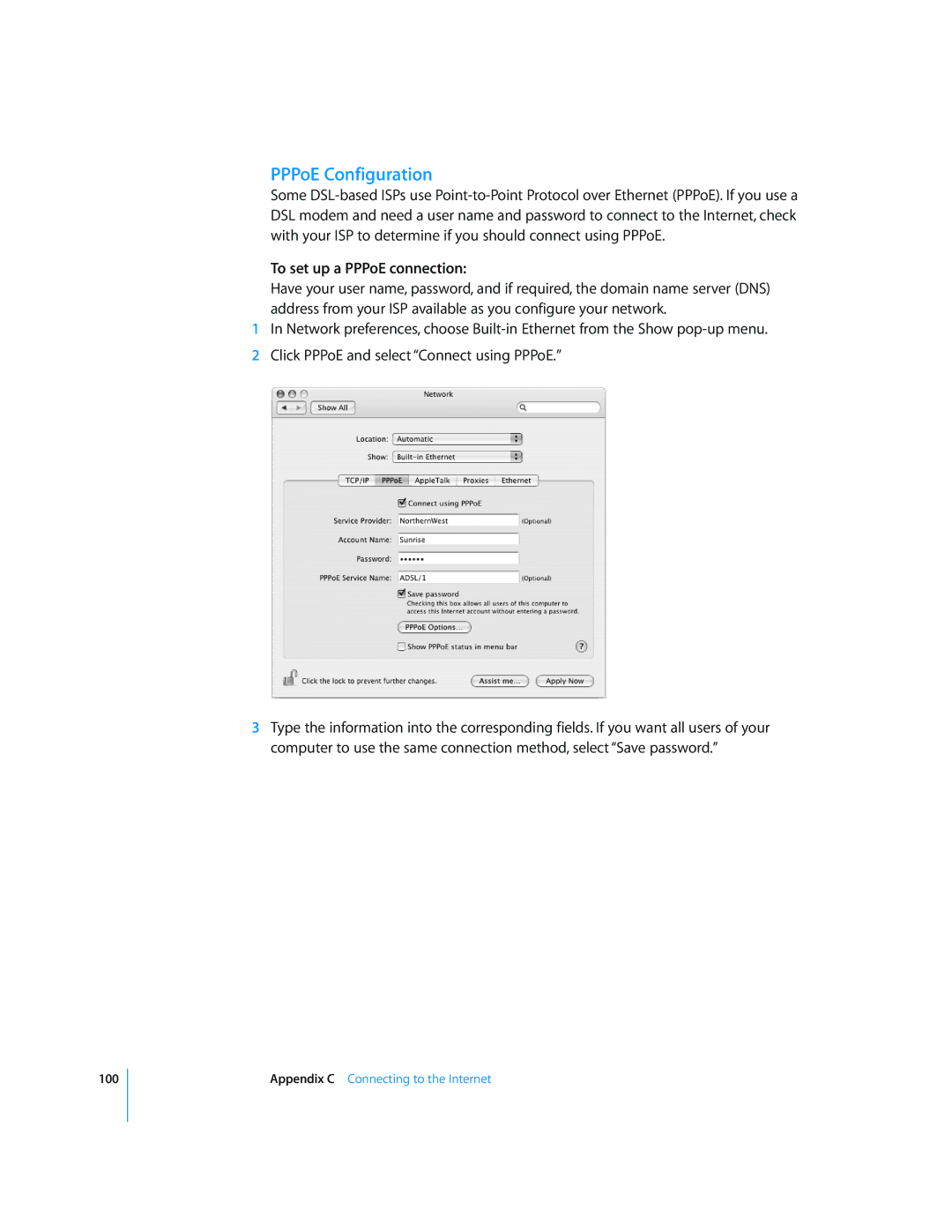 Apple G5 manual PPPoE Configuration, To set up a PPPoE connection 