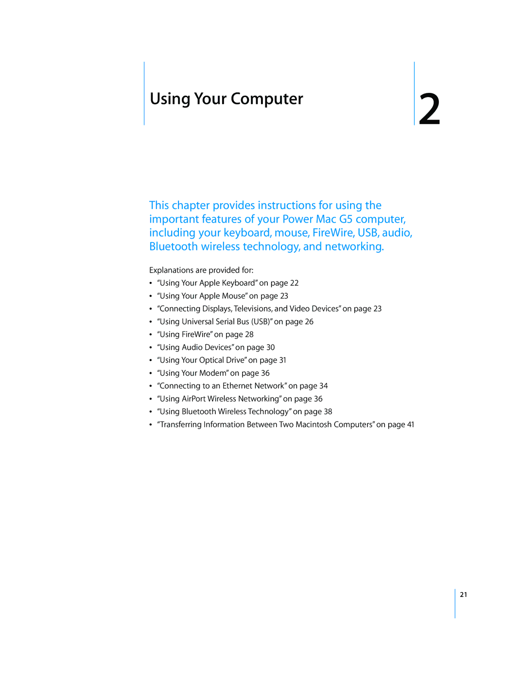 Apple G5 manual Using Your Computer 