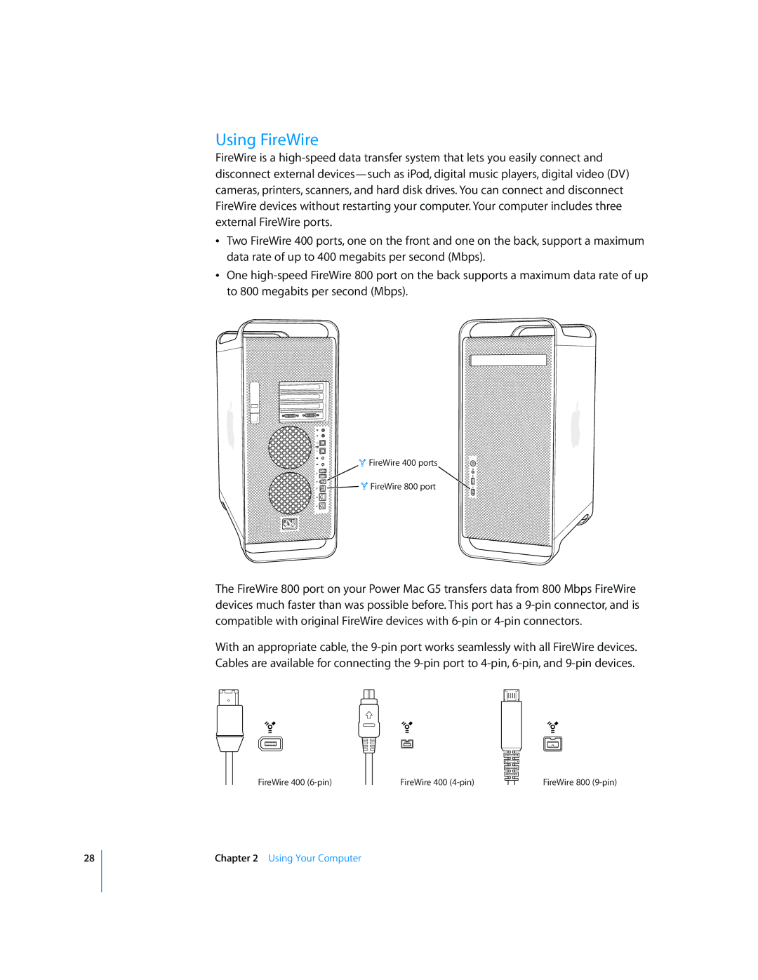 Apple G5 manual Using FireWire 