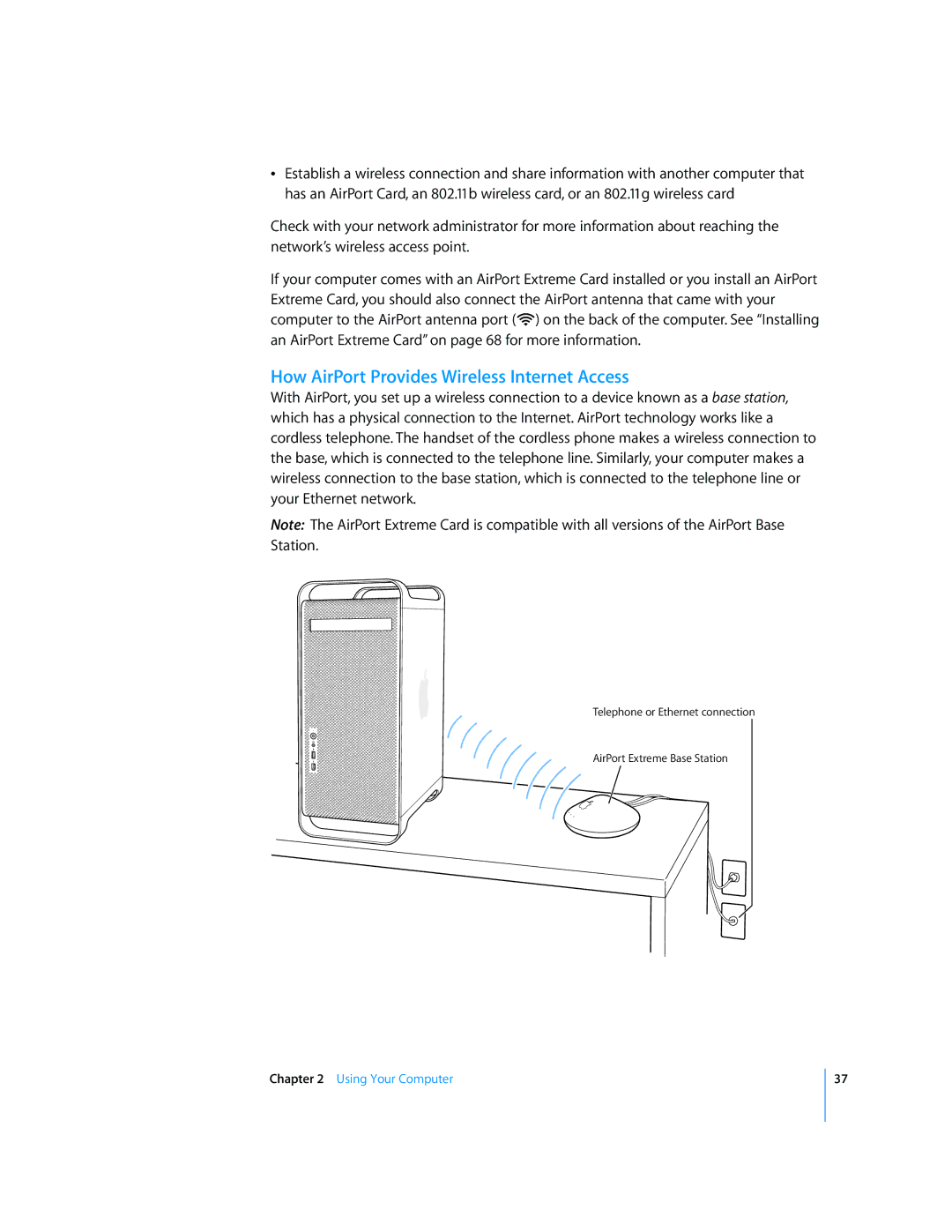 Apple G5 manual How AirPort Provides Wireless Internet Access 