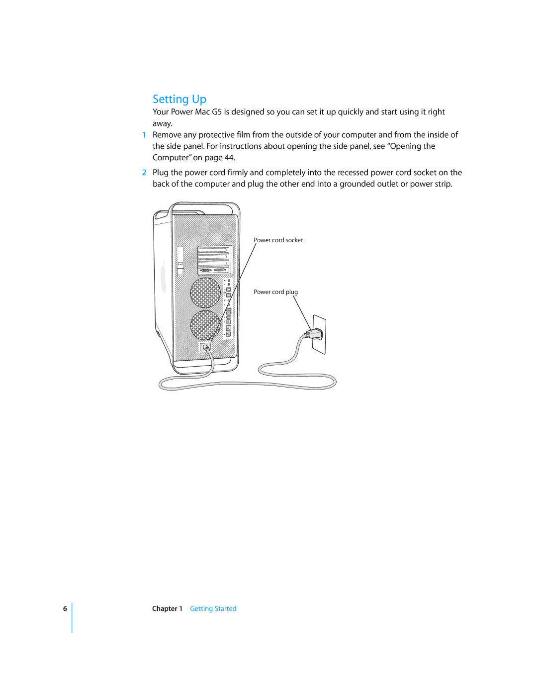 Apple G5 manual Setting Up 