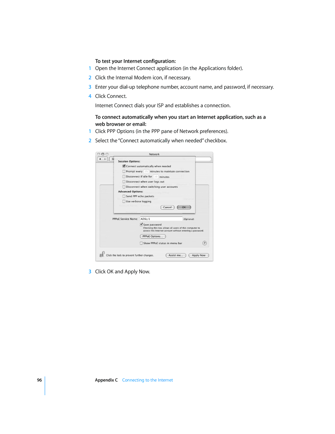 Apple G5 manual To test your Internet configuration 