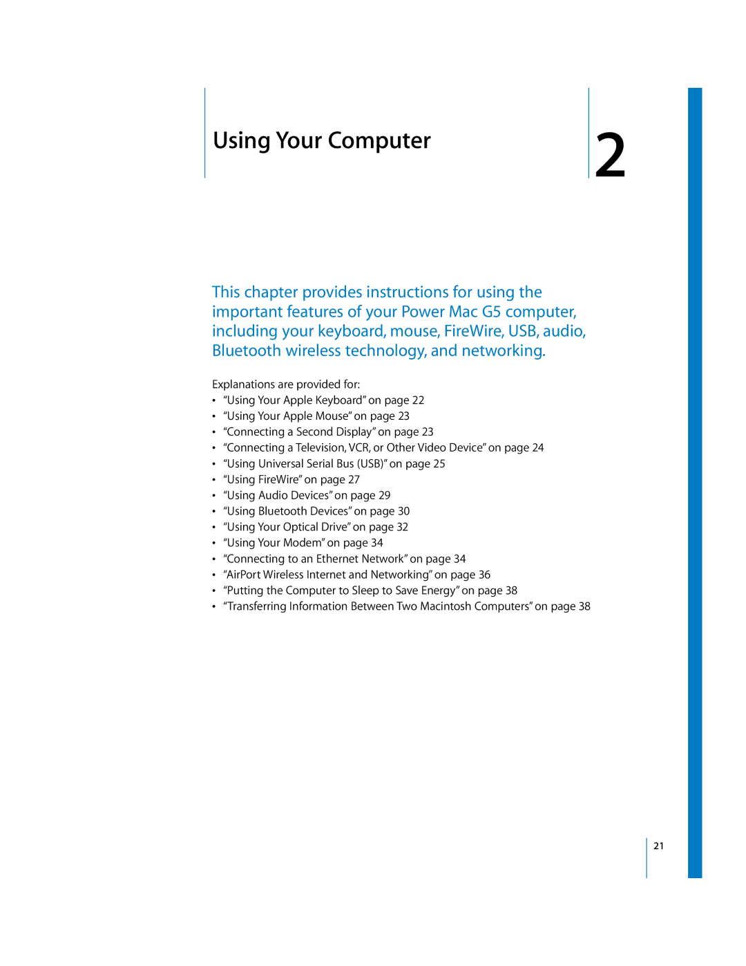 Apple G5 manual 2Using Your Computer 